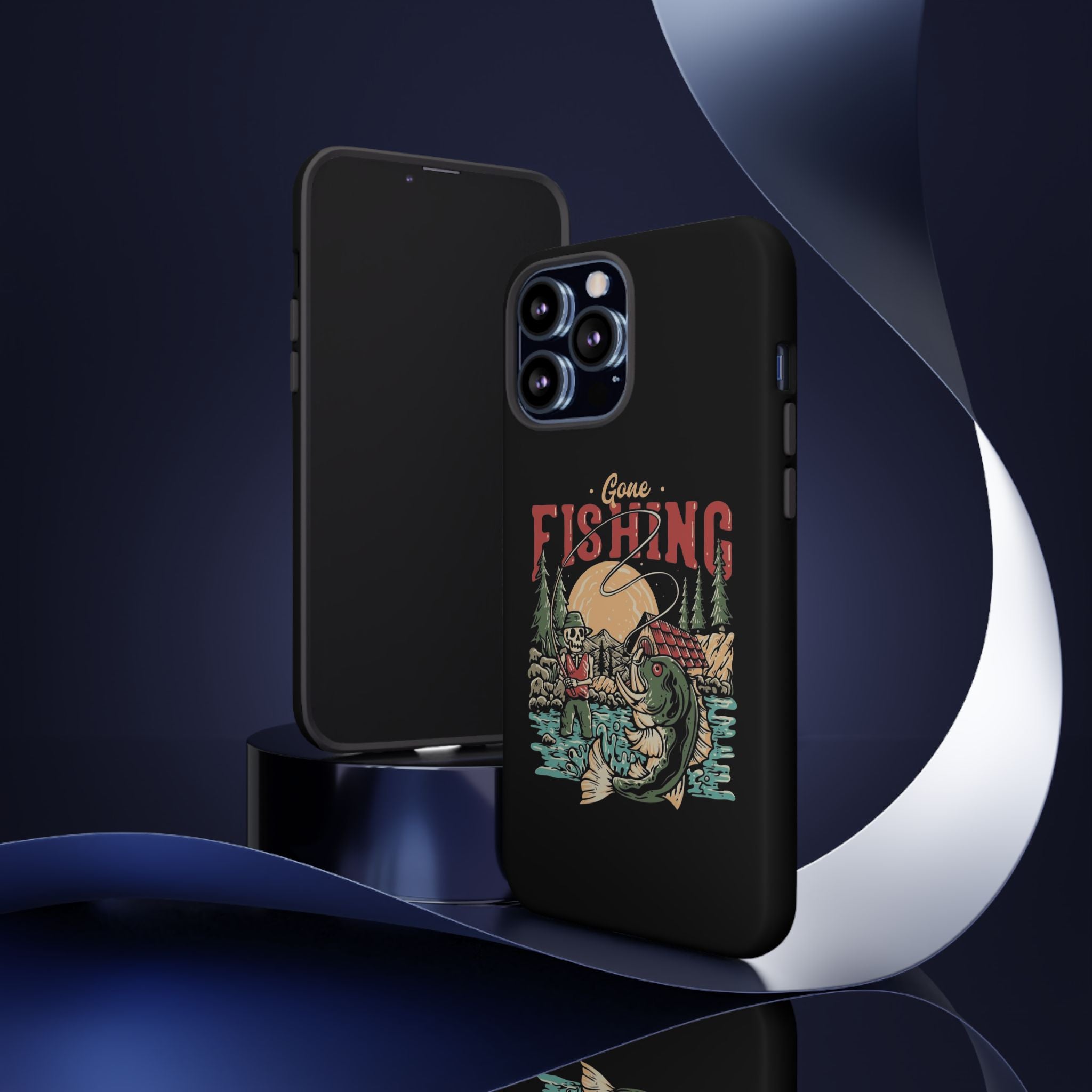 Gone Fishing Skeleton – Vintage Angler iPhone Case