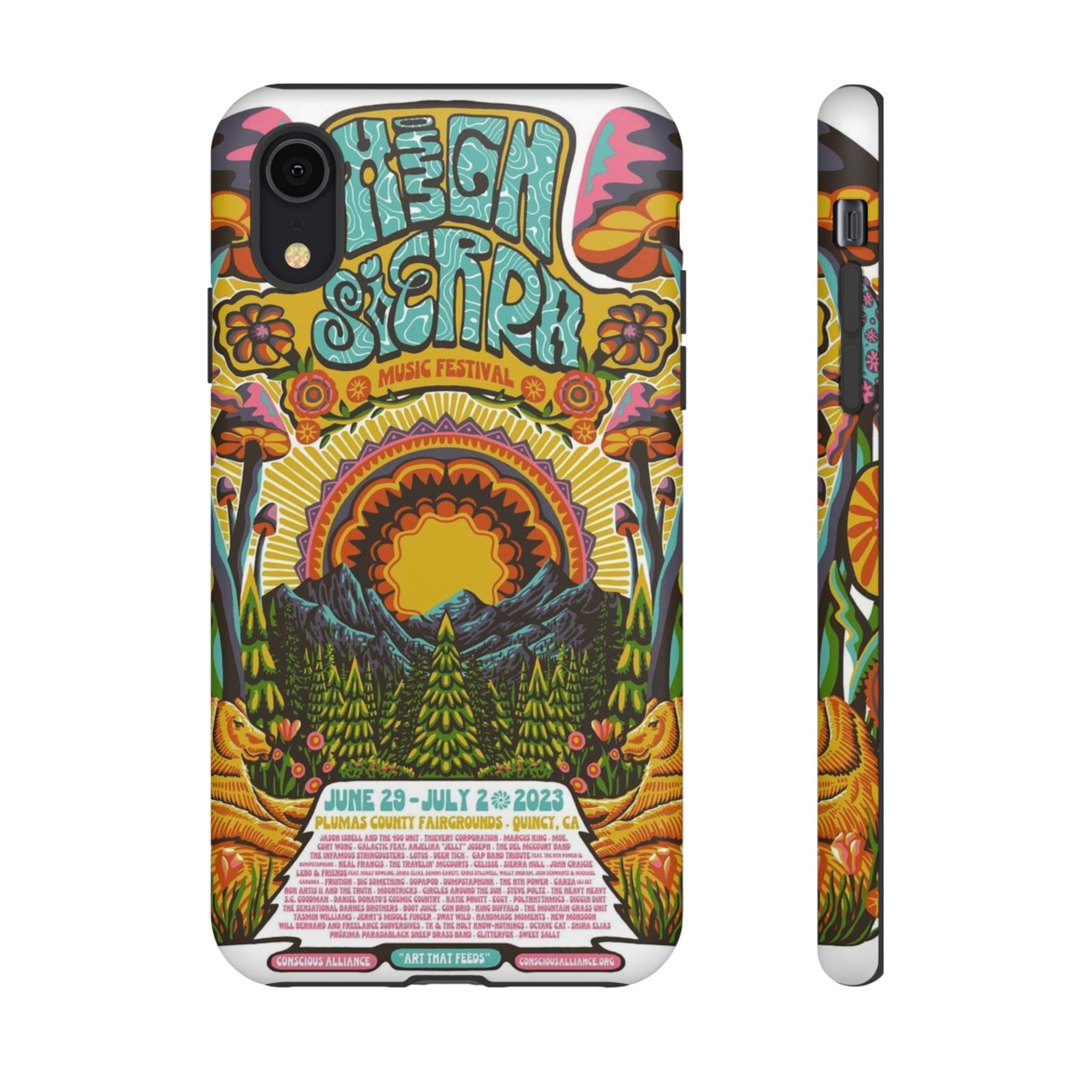 Psychedelic Festival Forest – Retro Mushroom Tough iPhone Case