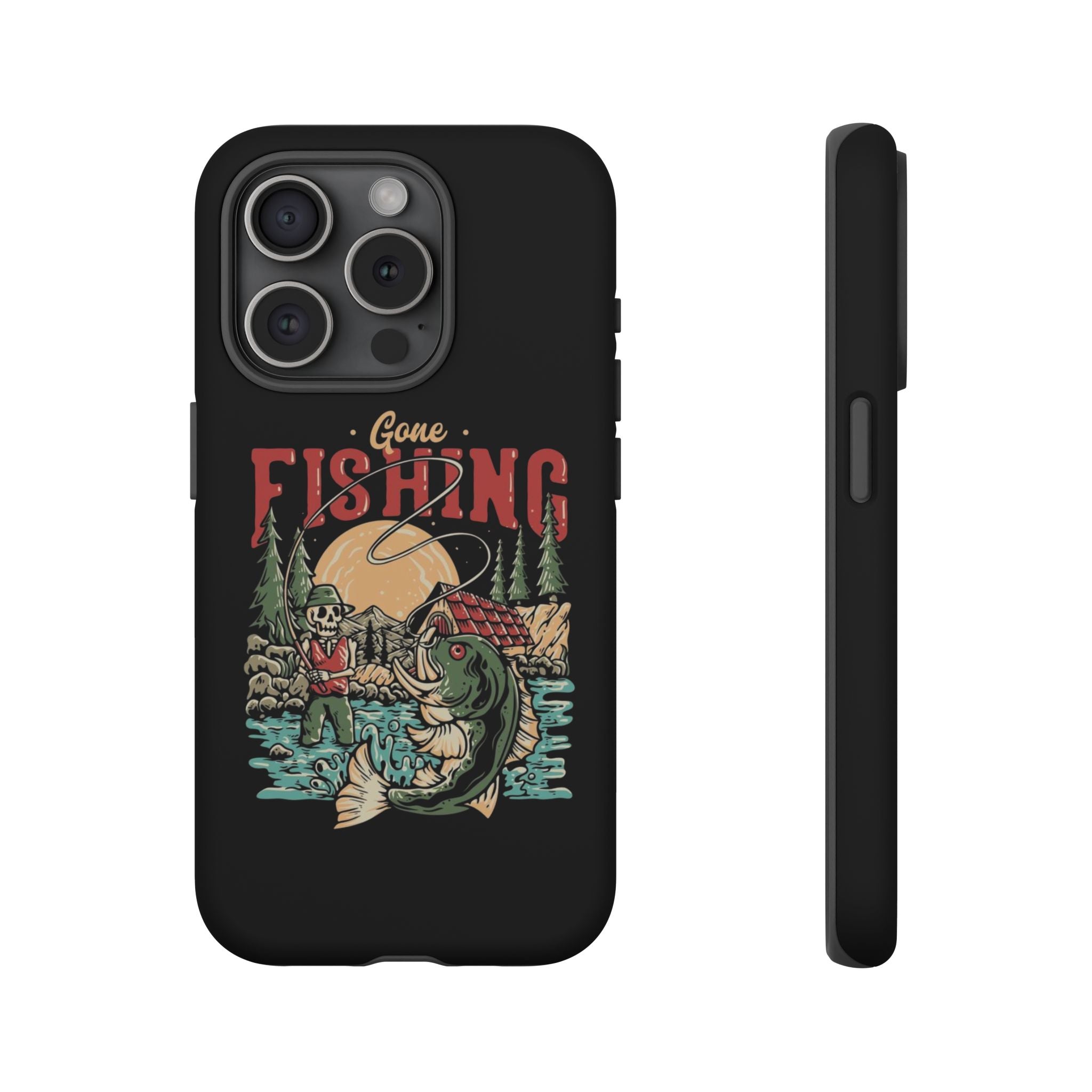 Gone Fishing Skeleton – Vintage Angler iPhone Case