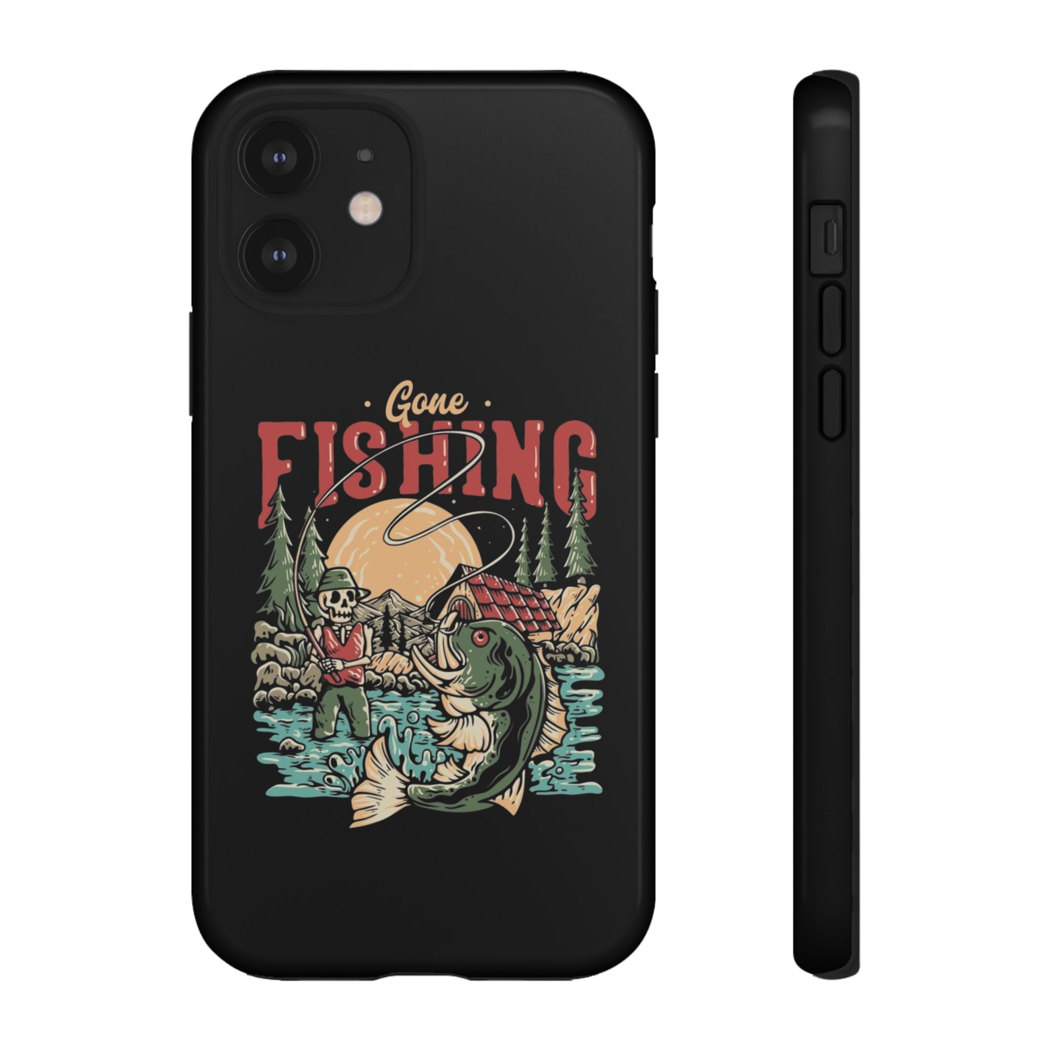 Gone Fishing Skeleton – Vintage Angler iPhone Case