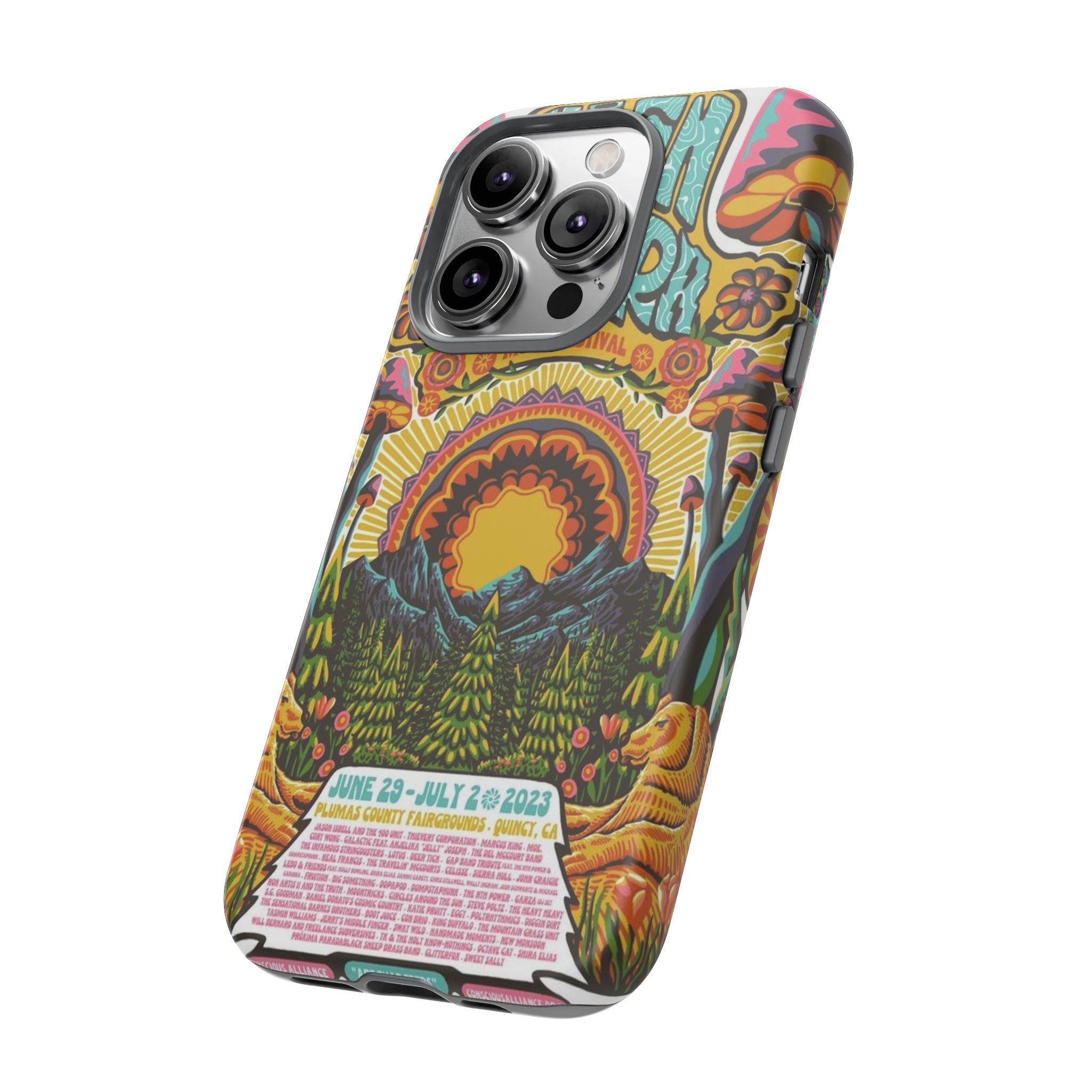 Psychedelic Festival Forest – Retro Mushroom Tough iPhone Case