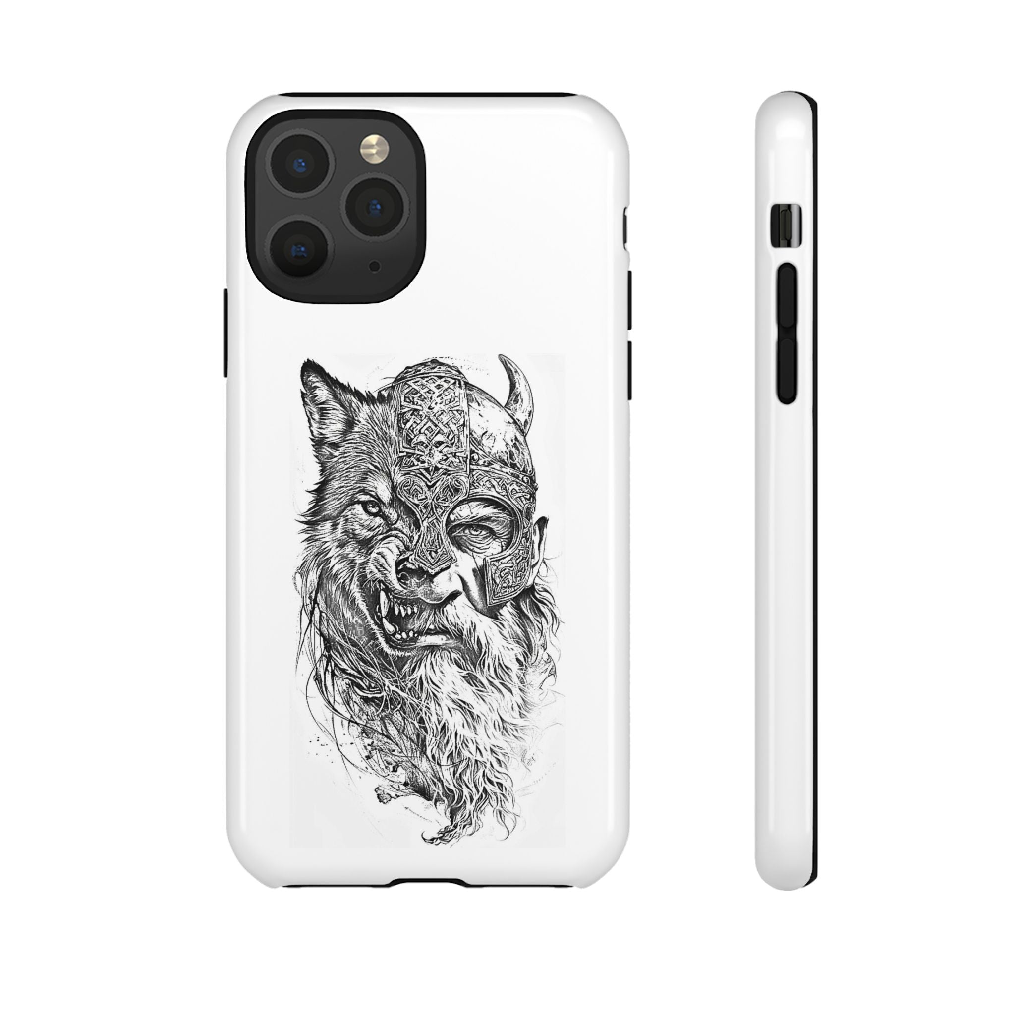 Viking Wolf Spirit – Norse Warrior Fusion iPhone Case