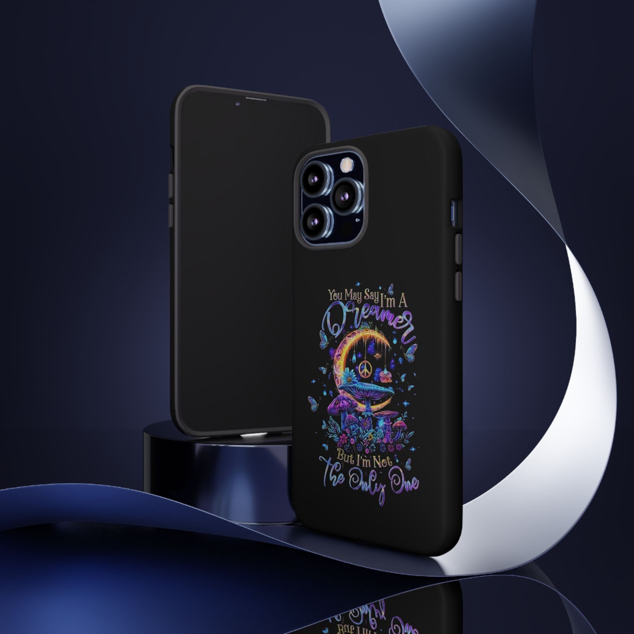 Dreamer Moon & Mushrooms – Neon Psychedelic iPhone Case