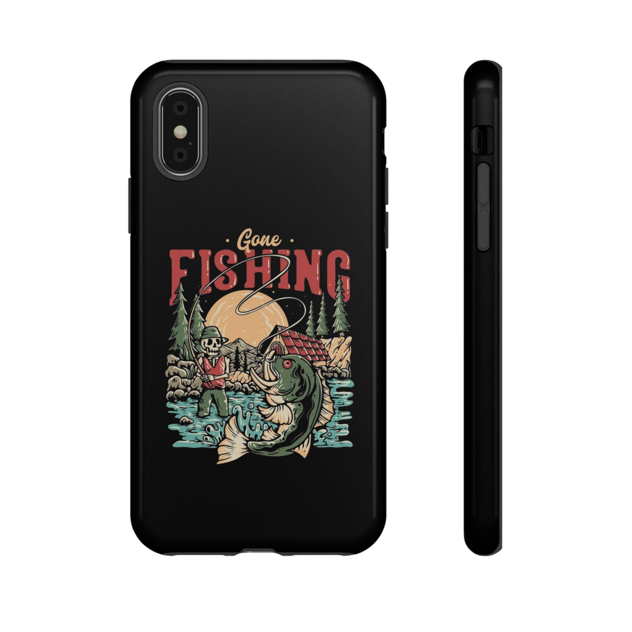 Gone Fishing Skeleton – Vintage Angler iPhone Case