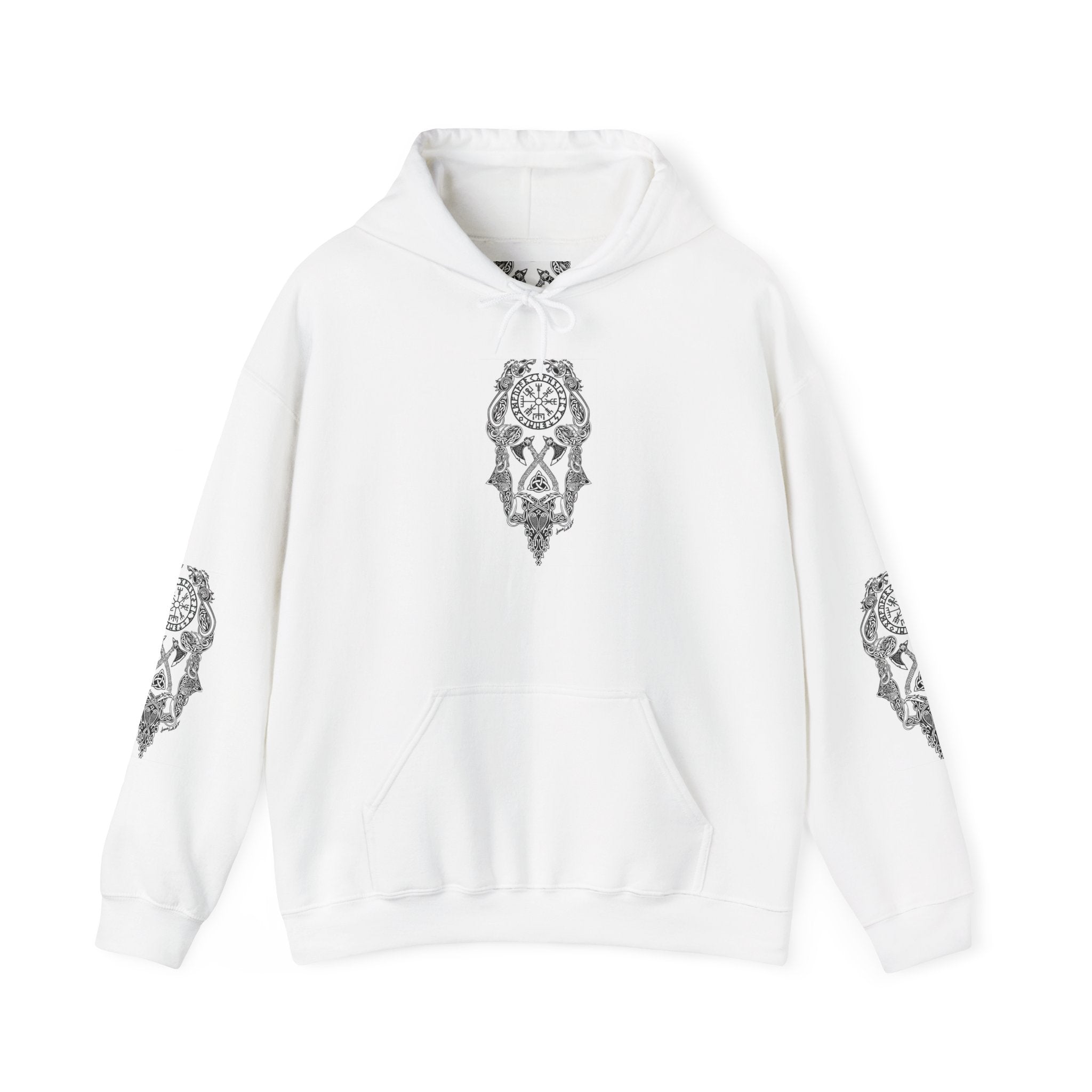 Vegvisir with Double Axes and Celtic Knotwork Chic Graphic Hoodie