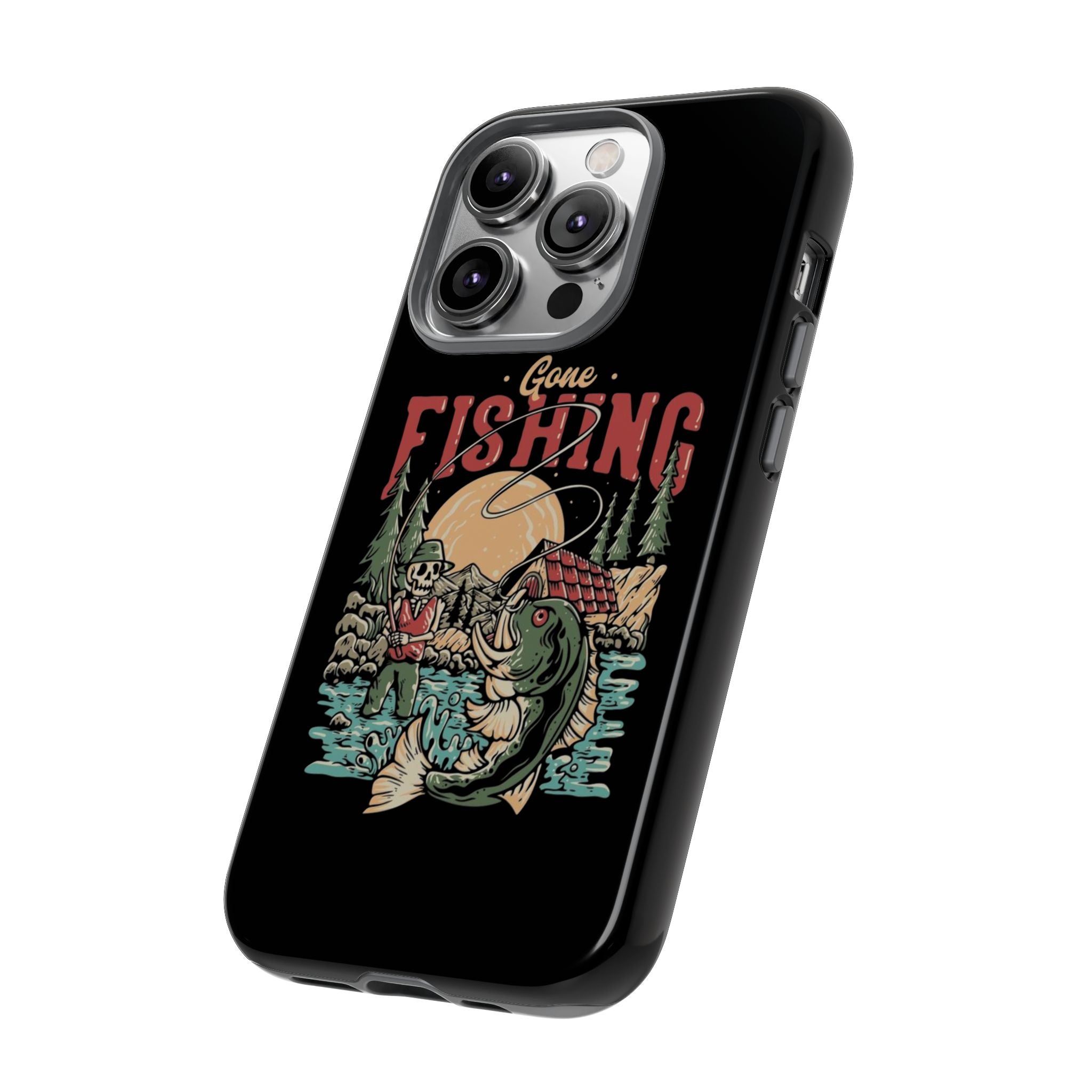 Gone Fishing Skeleton – Vintage Angler iPhone Case