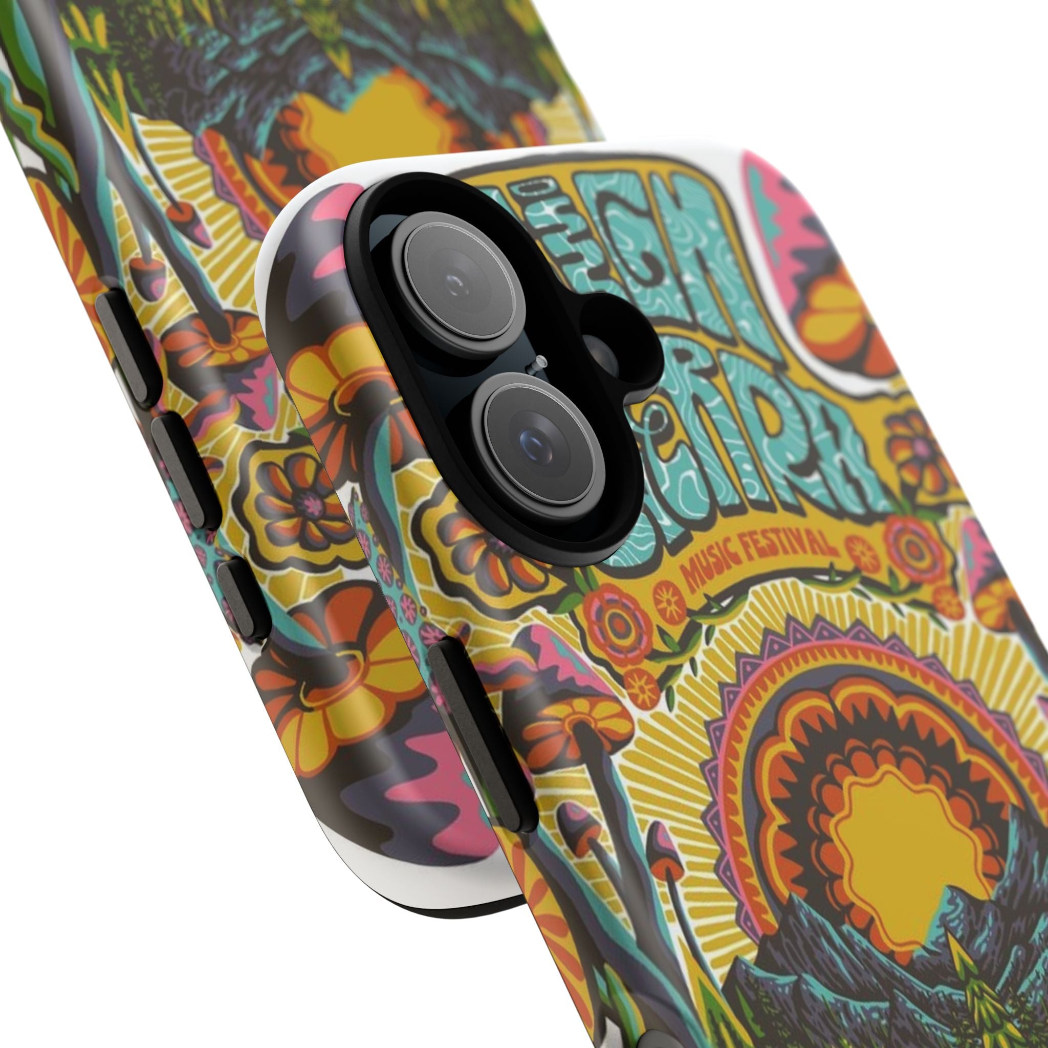 Psychedelic Festival Forest – Retro Mushroom Tough iPhone Case