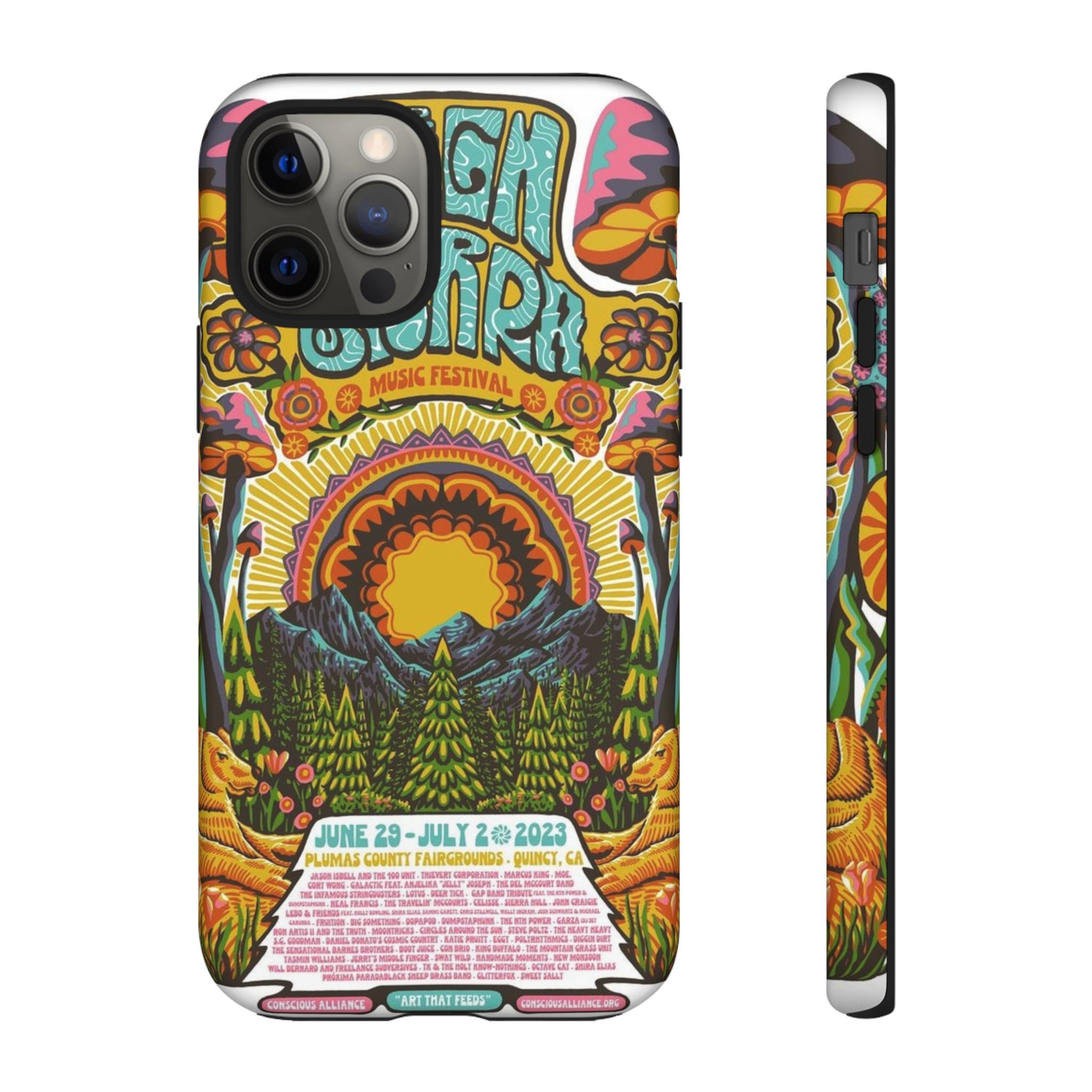 Psychedelic Festival Forest – Retro Mushroom Tough iPhone Case