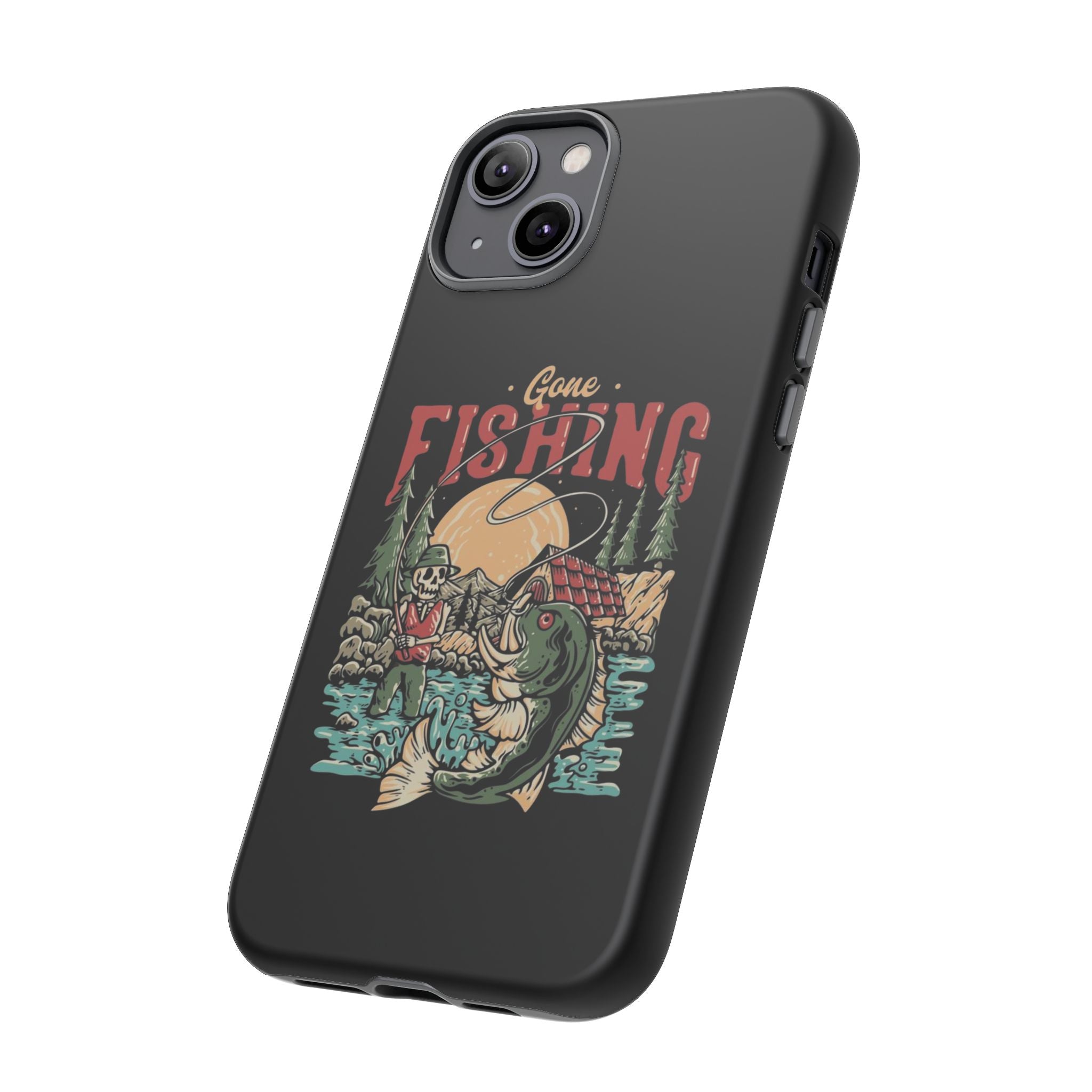 Gone Fishing Skeleton – Vintage Angler iPhone Case