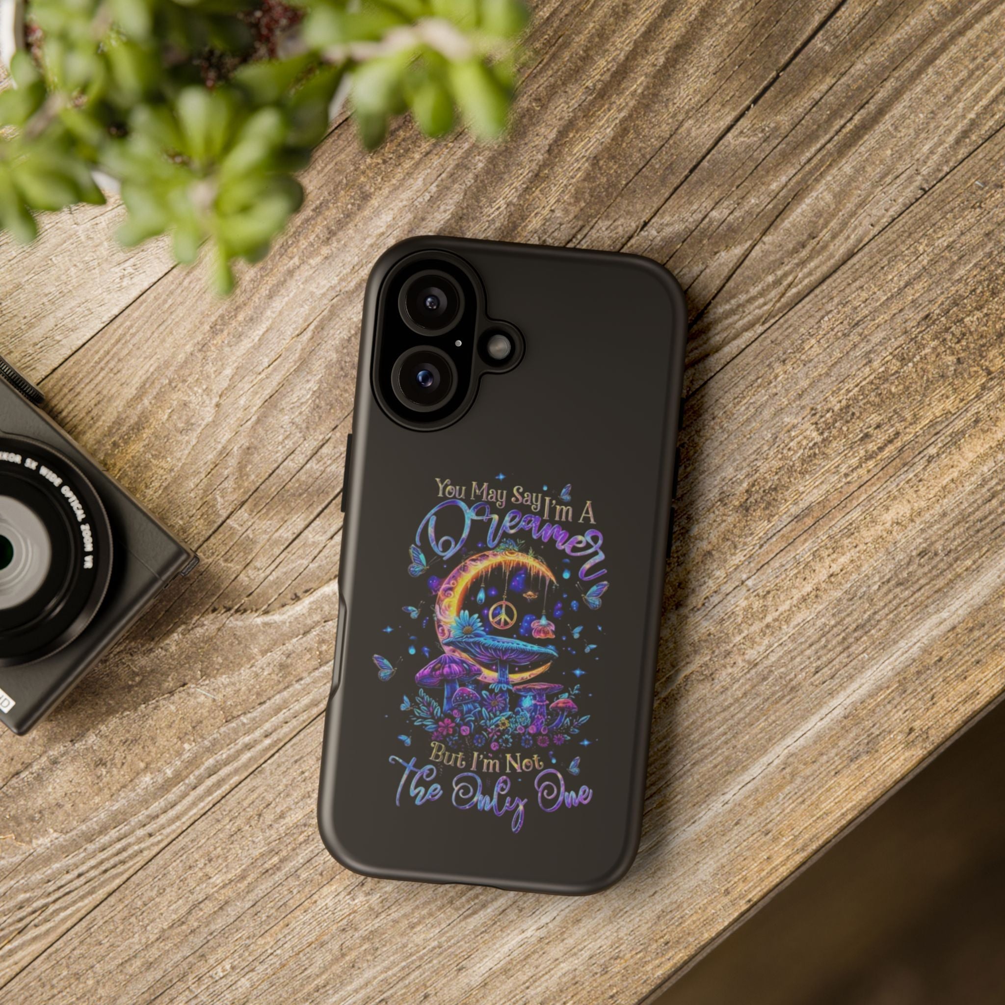 Dreamer Moon & Mushrooms – Neon Psychedelic iPhone Case