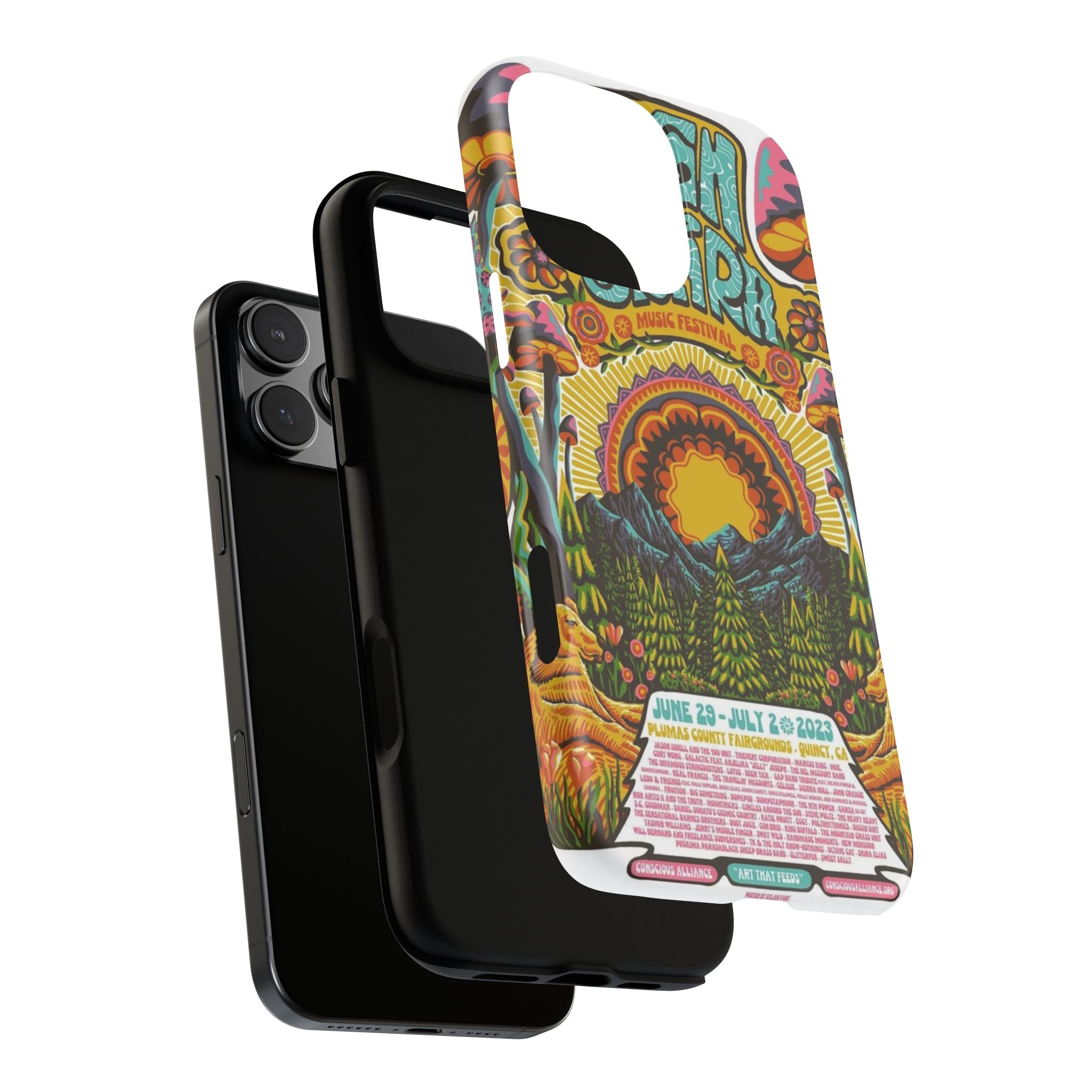 Psychedelic Festival Forest – Retro Mushroom Tough iPhone Case