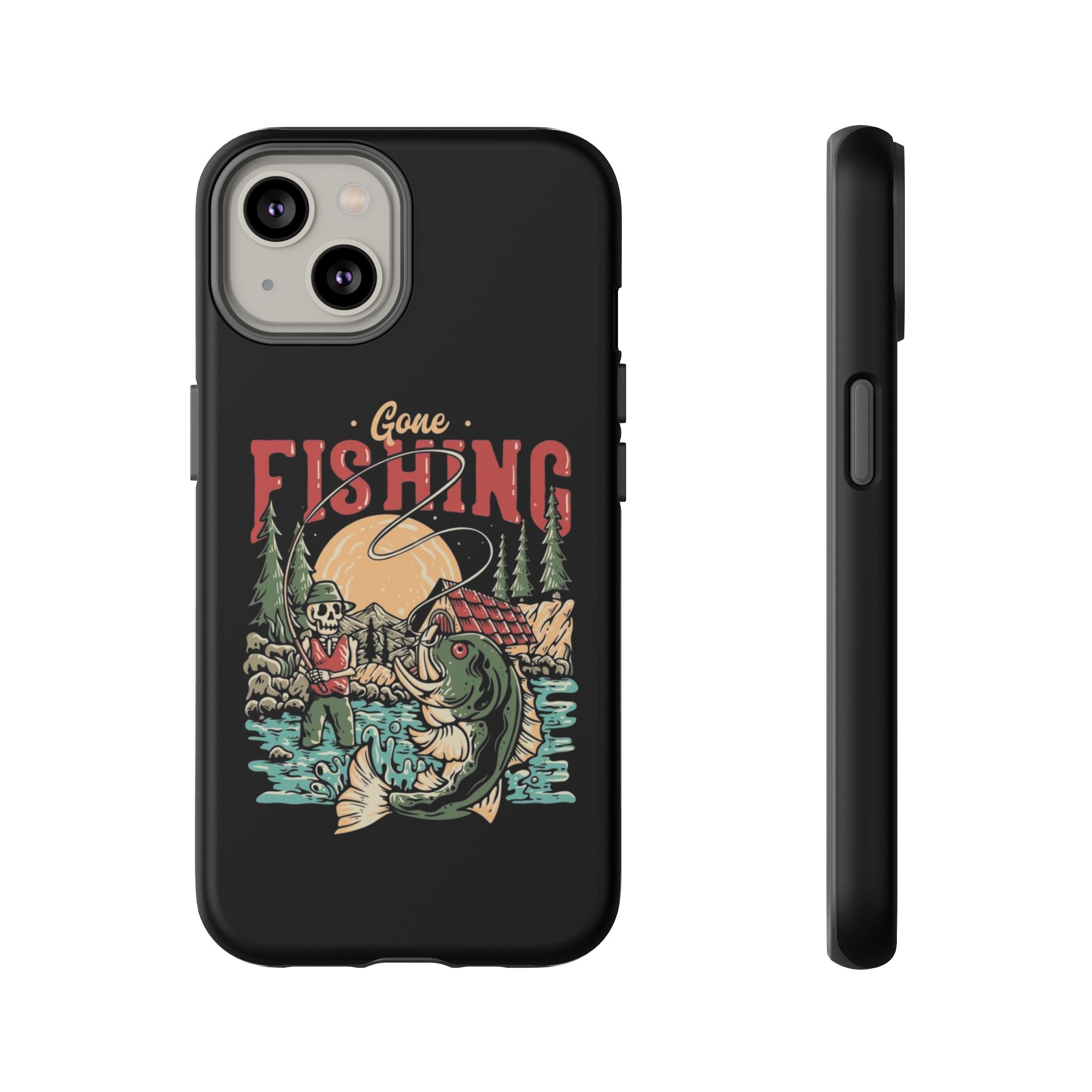 Gone Fishing Skeleton – Vintage Angler iPhone Case