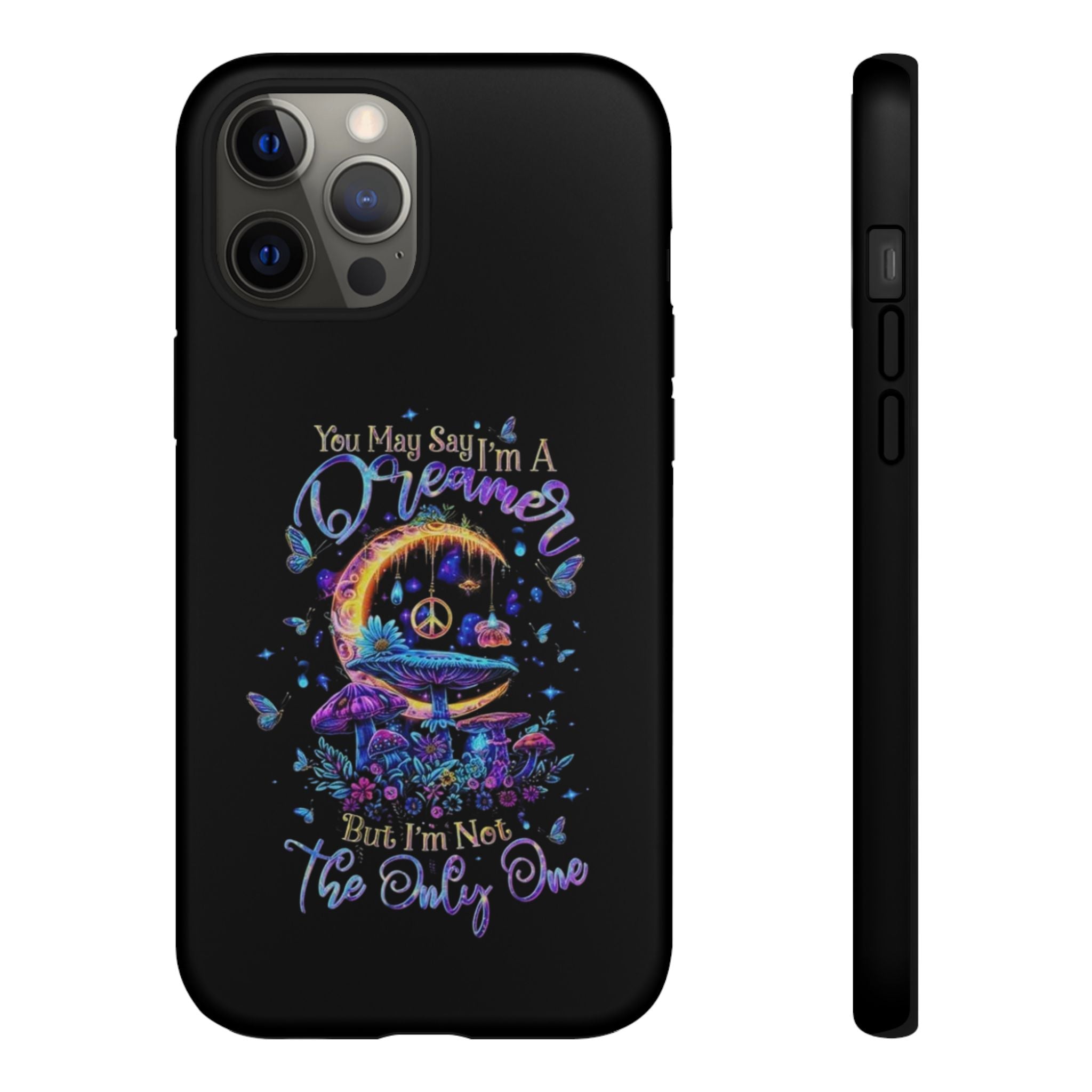 Dreamer Moon & Mushrooms – Neon Psychedelic iPhone Case
