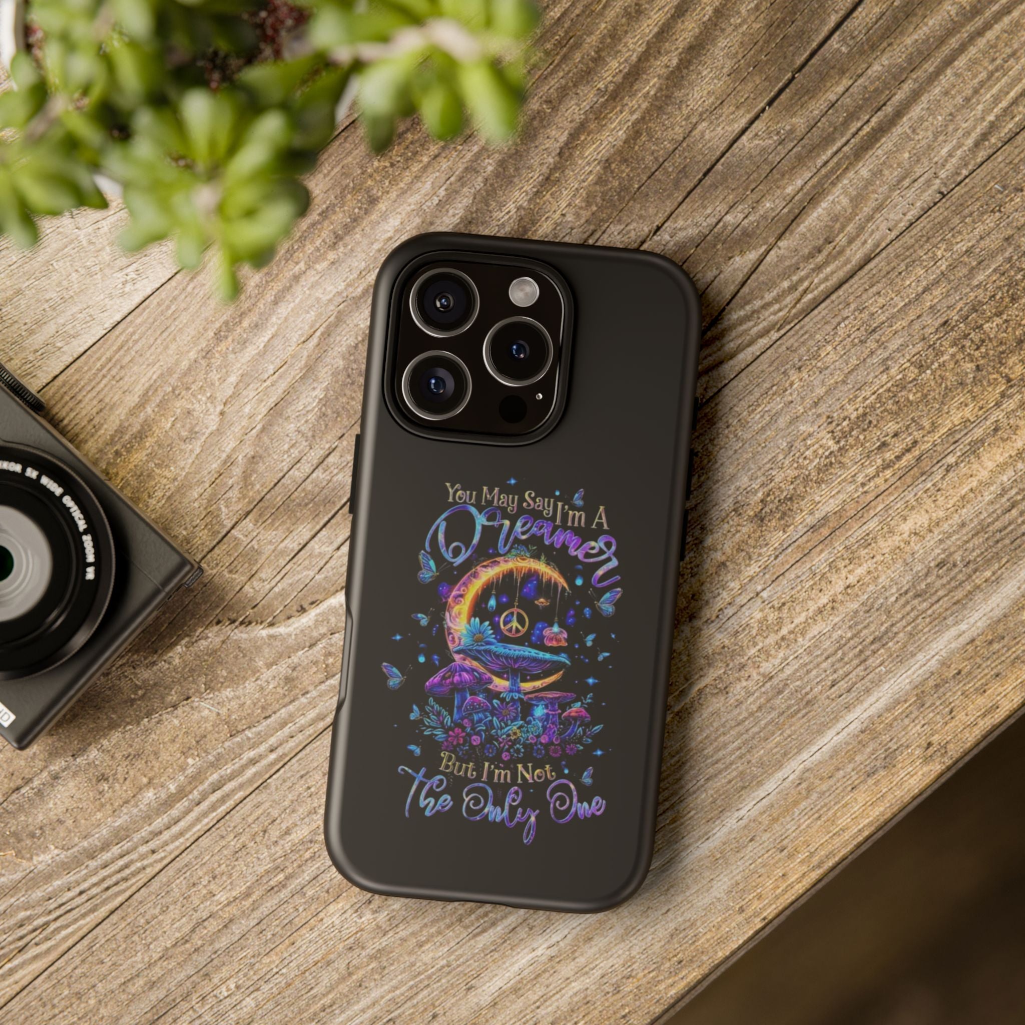 Dreamer Moon & Mushrooms – Neon Psychedelic iPhone Case
