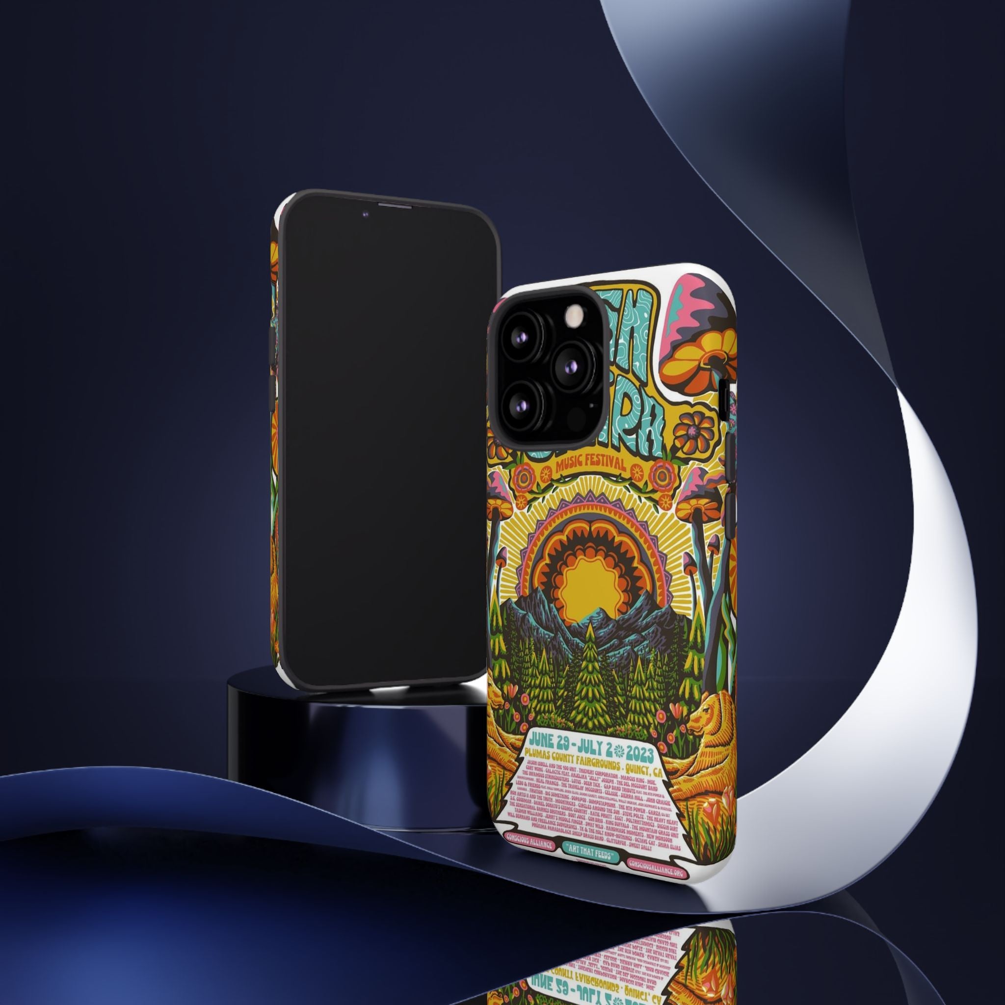 Psychedelic Festival Forest – Retro Mushroom Tough iPhone Case