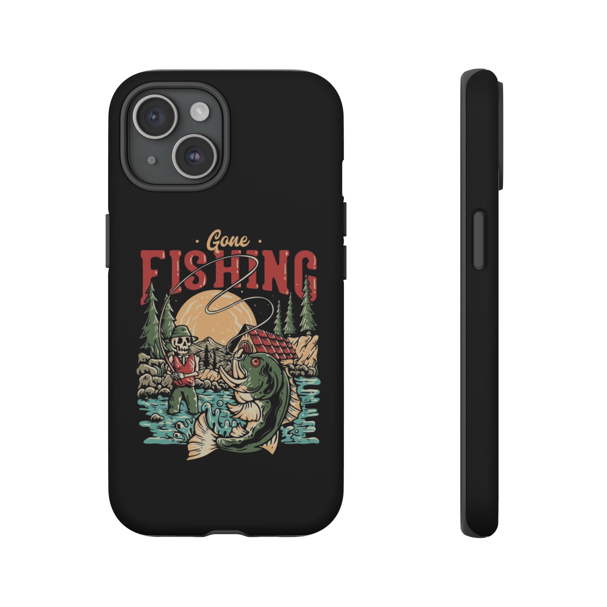 Gone Fishing Skeleton – Vintage Angler iPhone Case