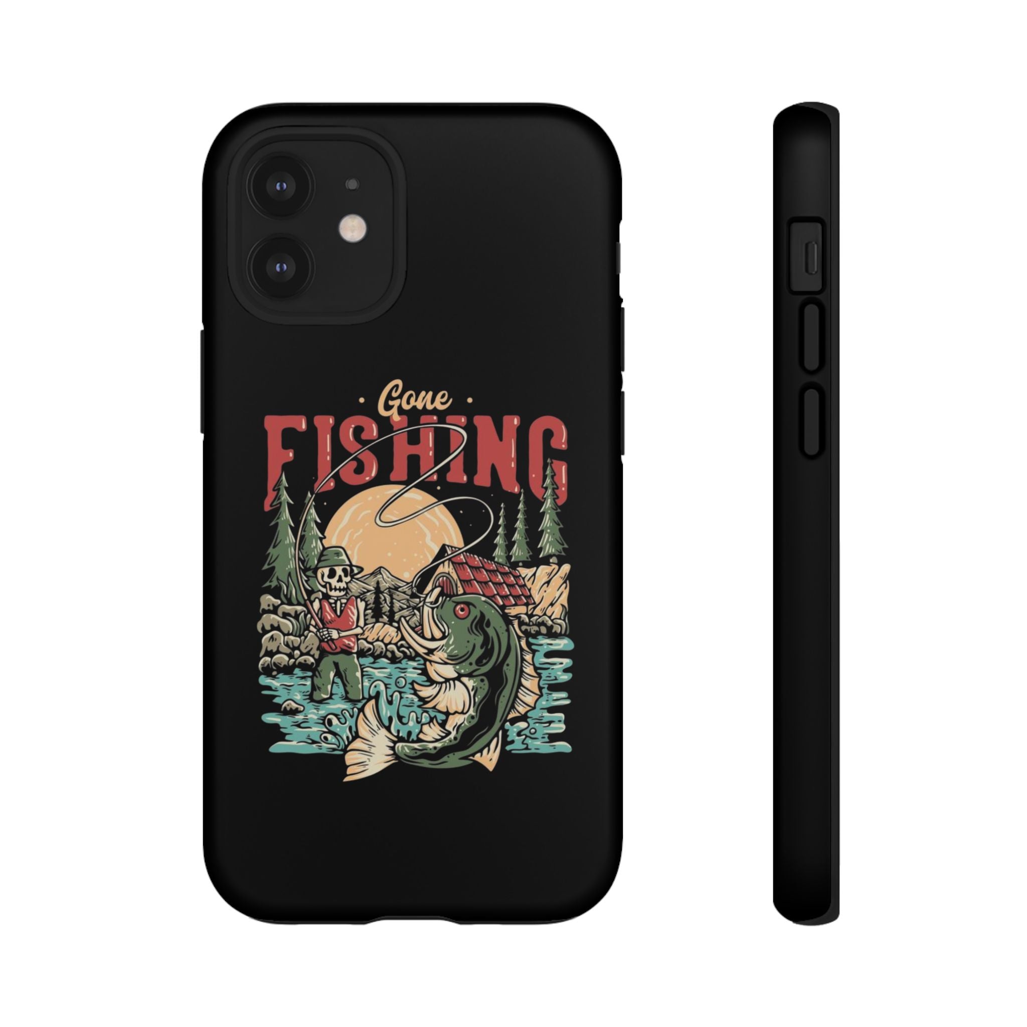 Gone Fishing Skeleton – Vintage Angler iPhone Case