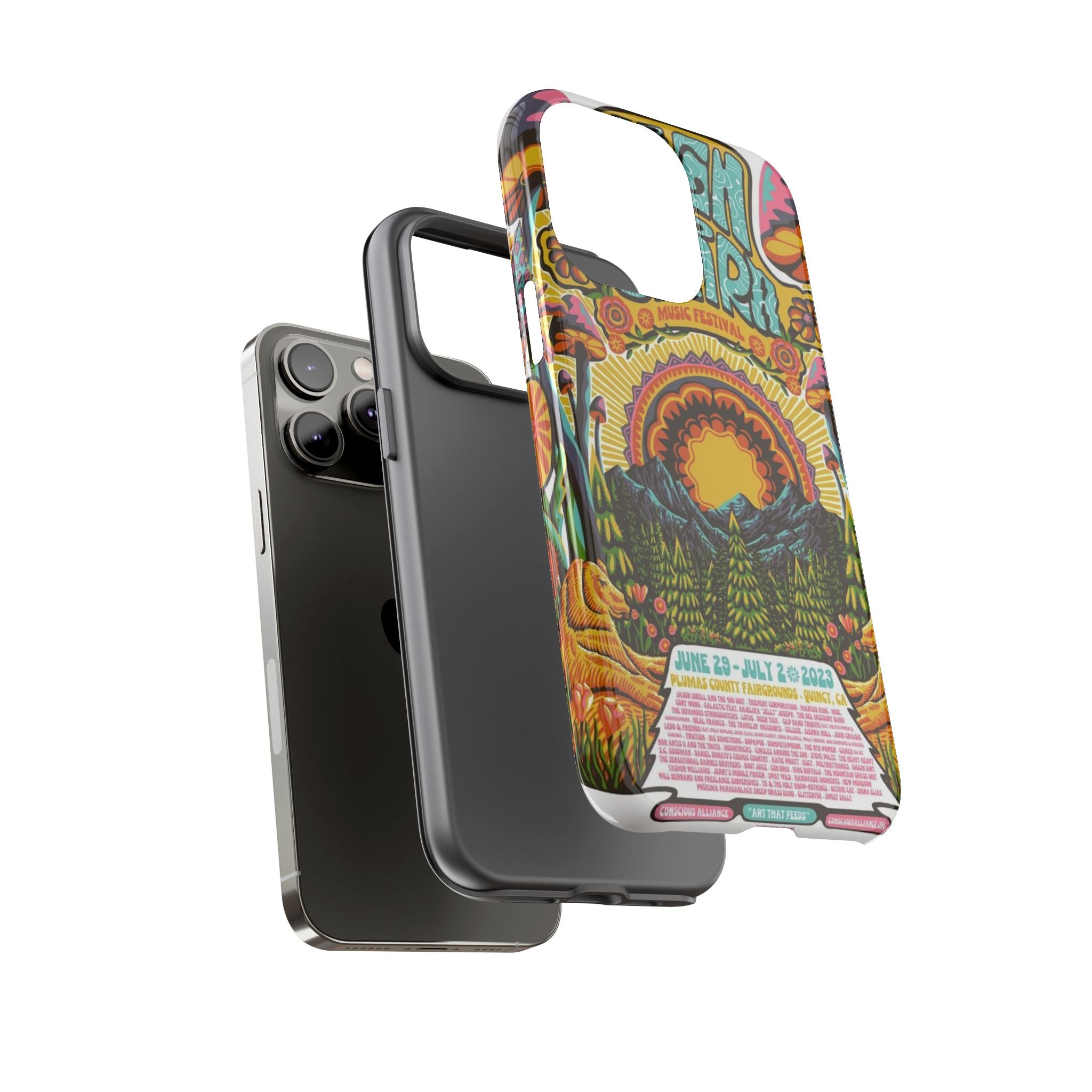 Psychedelic Festival Forest – Retro Mushroom Tough iPhone Case