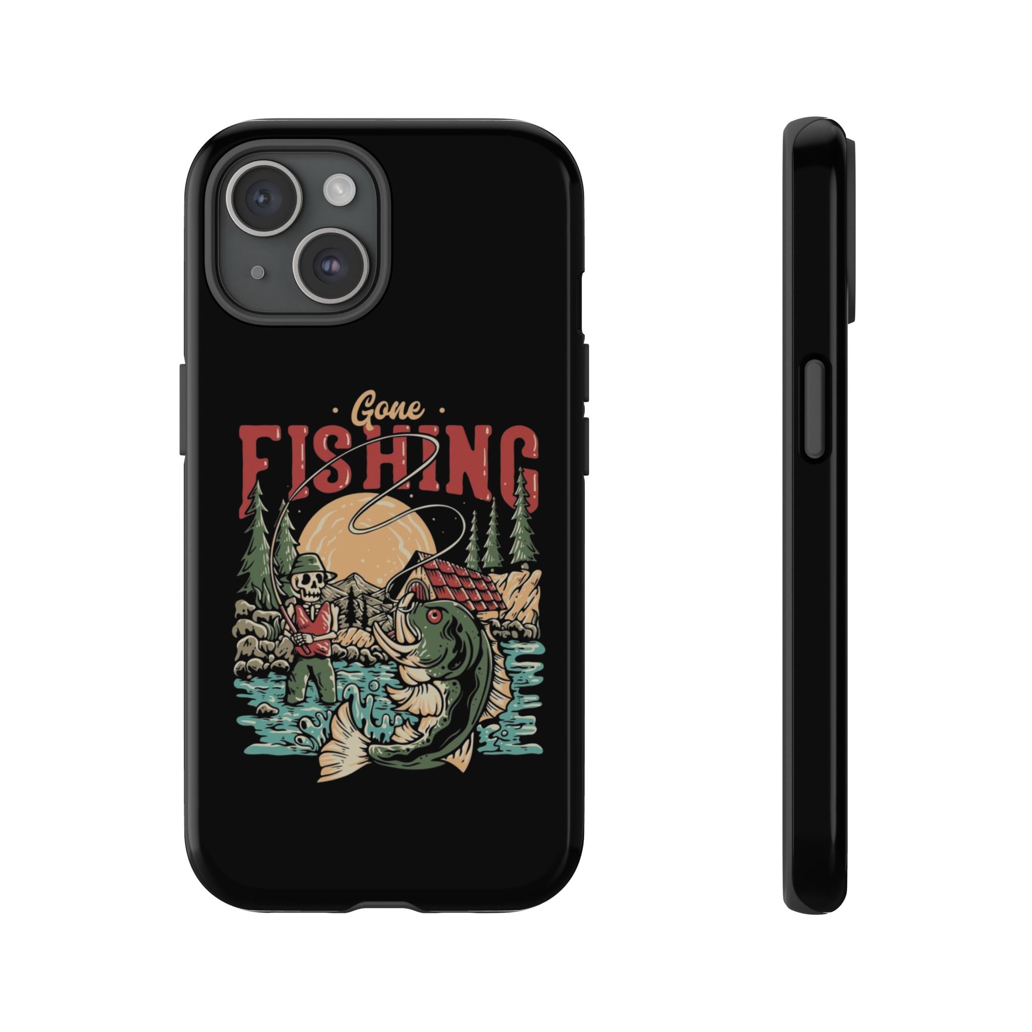 Gone Fishing Skeleton – Vintage Angler iPhone Case