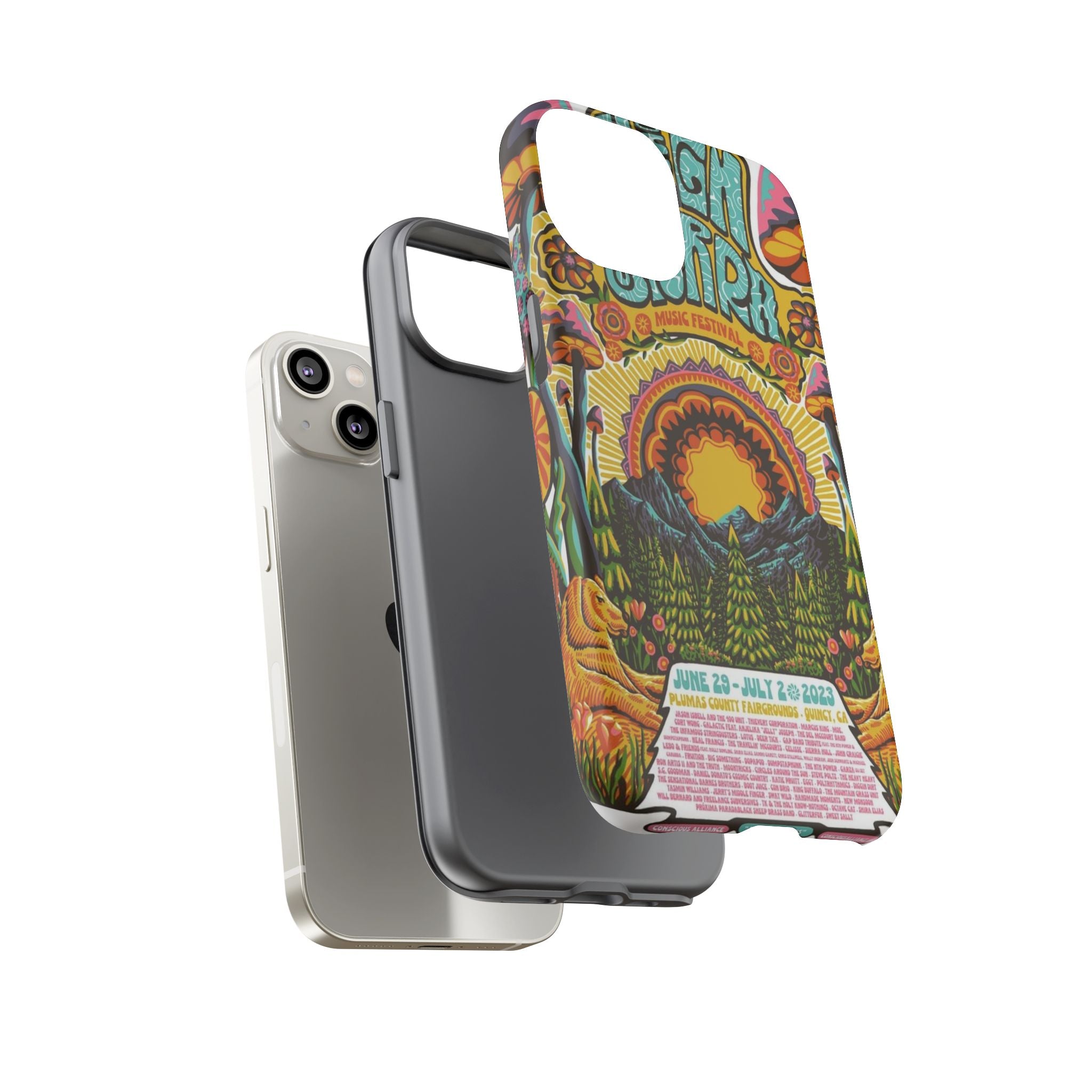 Psychedelic Festival Forest – Retro Mushroom Tough iPhone Case