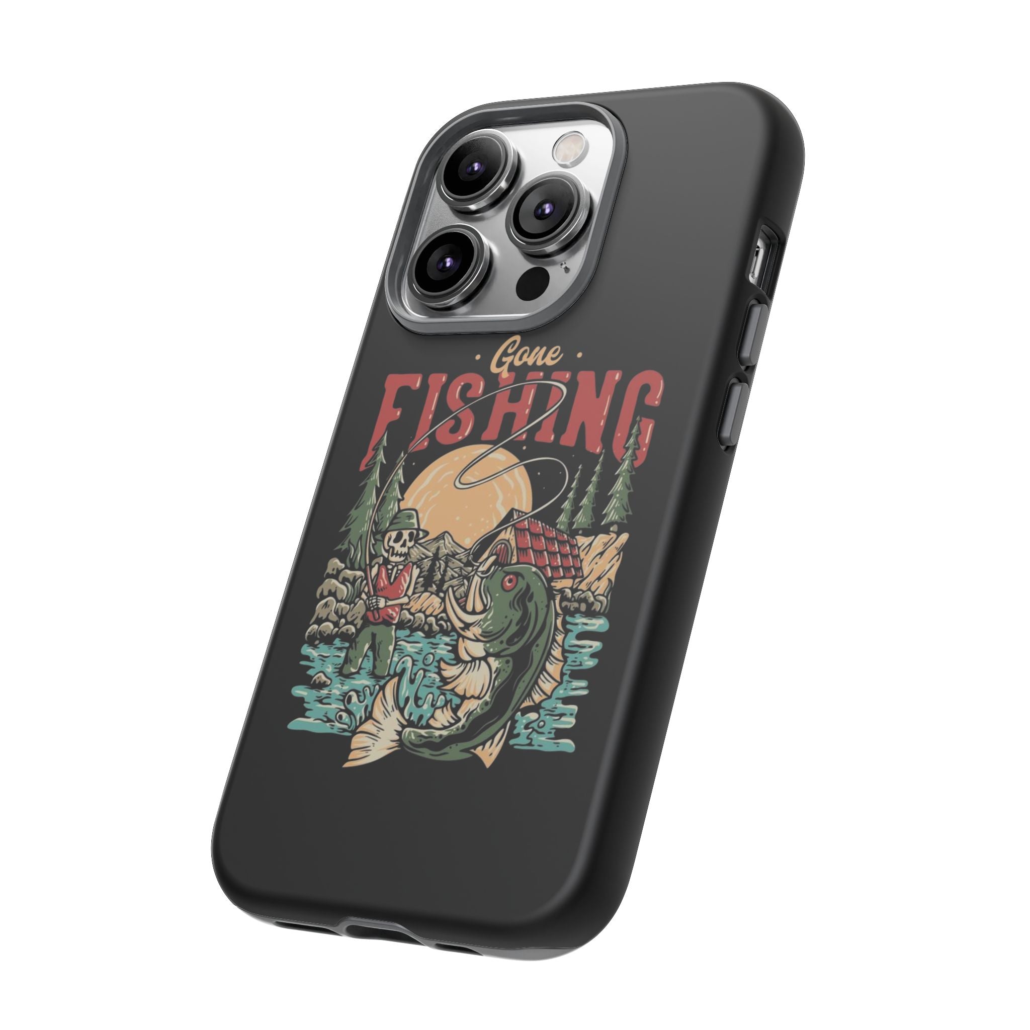 Gone Fishing Skeleton – Vintage Angler iPhone Case