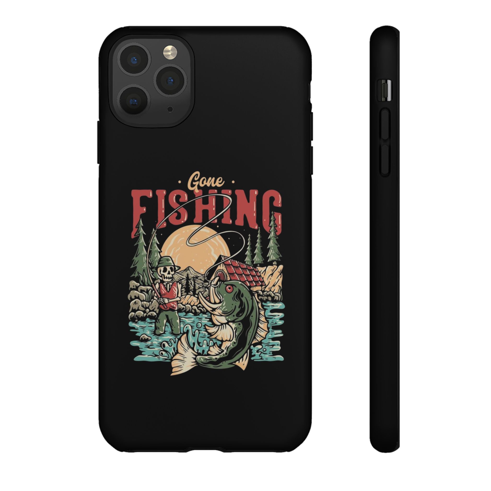Gone Fishing Skeleton – Vintage Angler iPhone Case