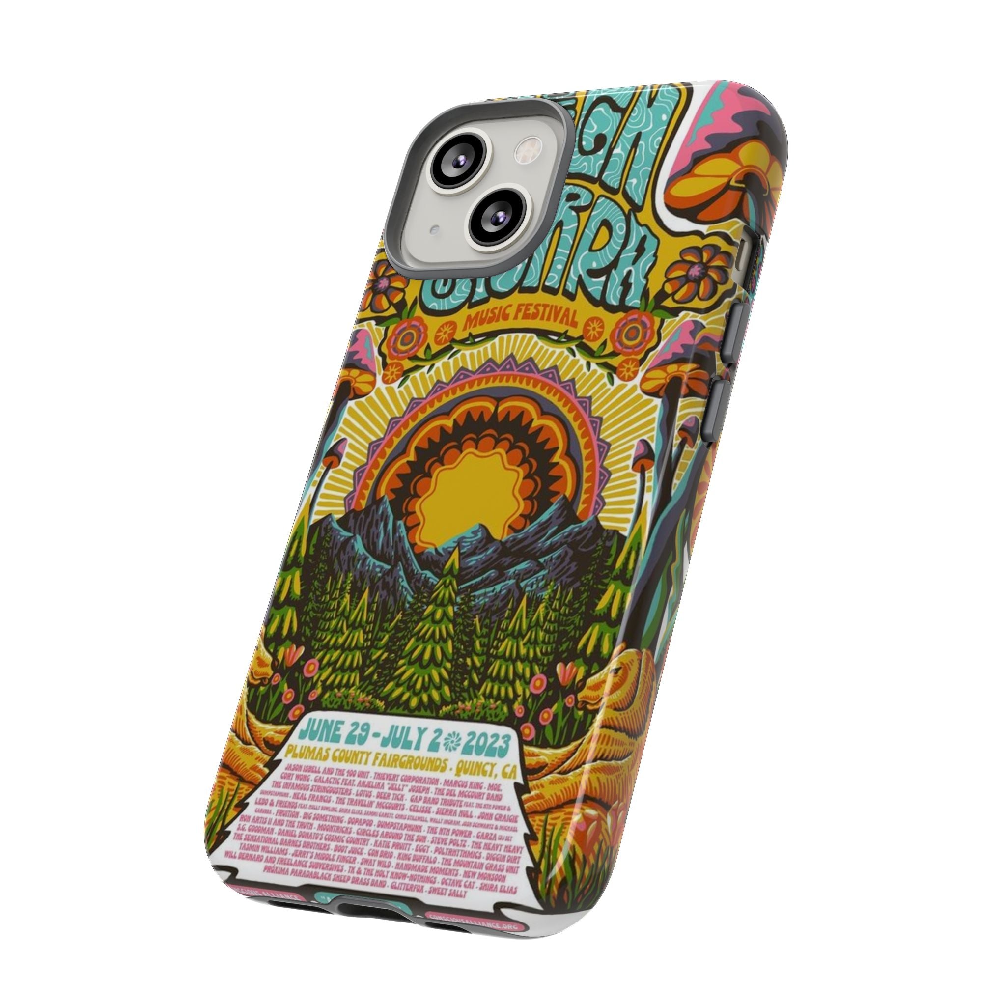 Psychedelic Festival Forest – Retro Mushroom Tough iPhone Case