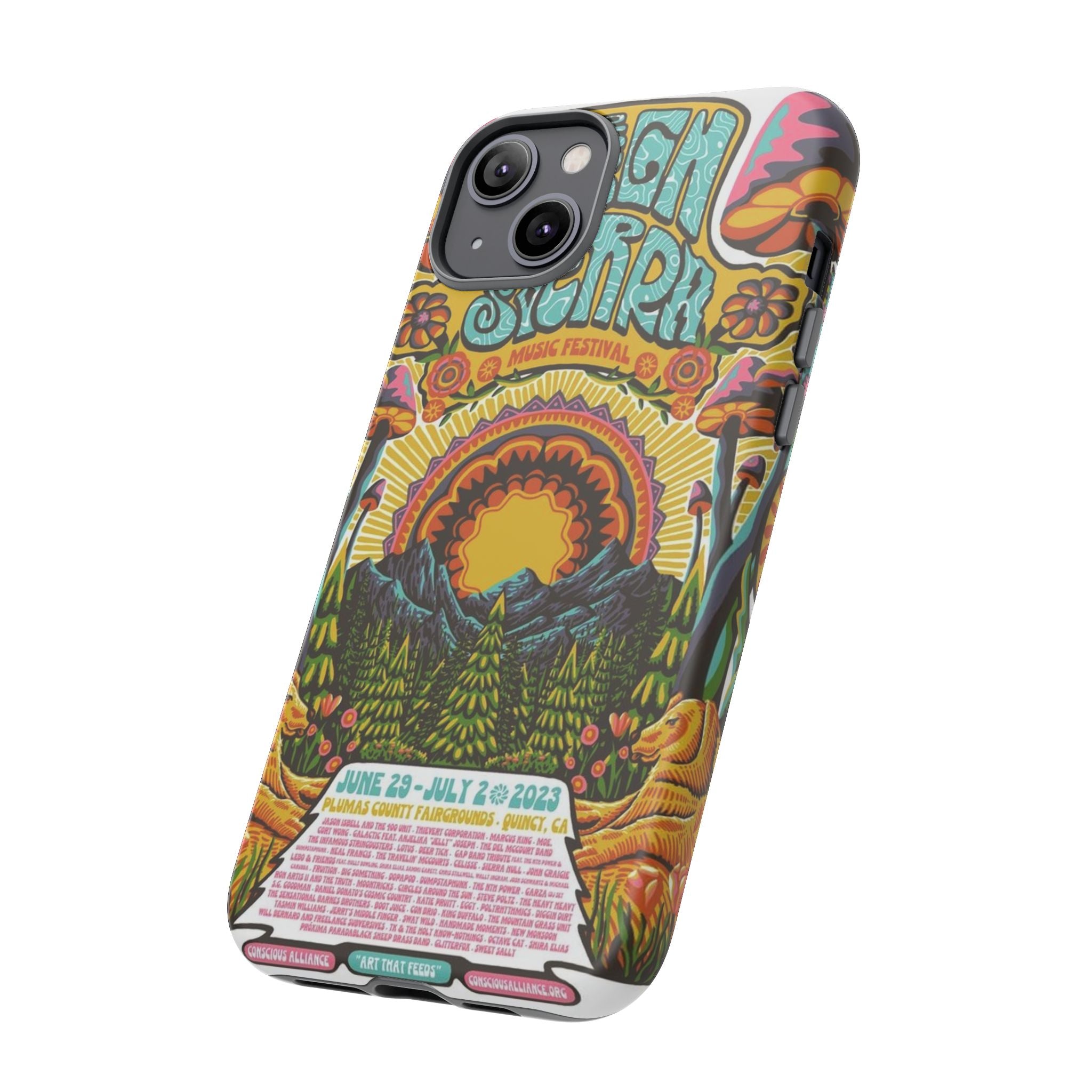 Psychedelic Festival Forest – Retro Mushroom Tough iPhone Case
