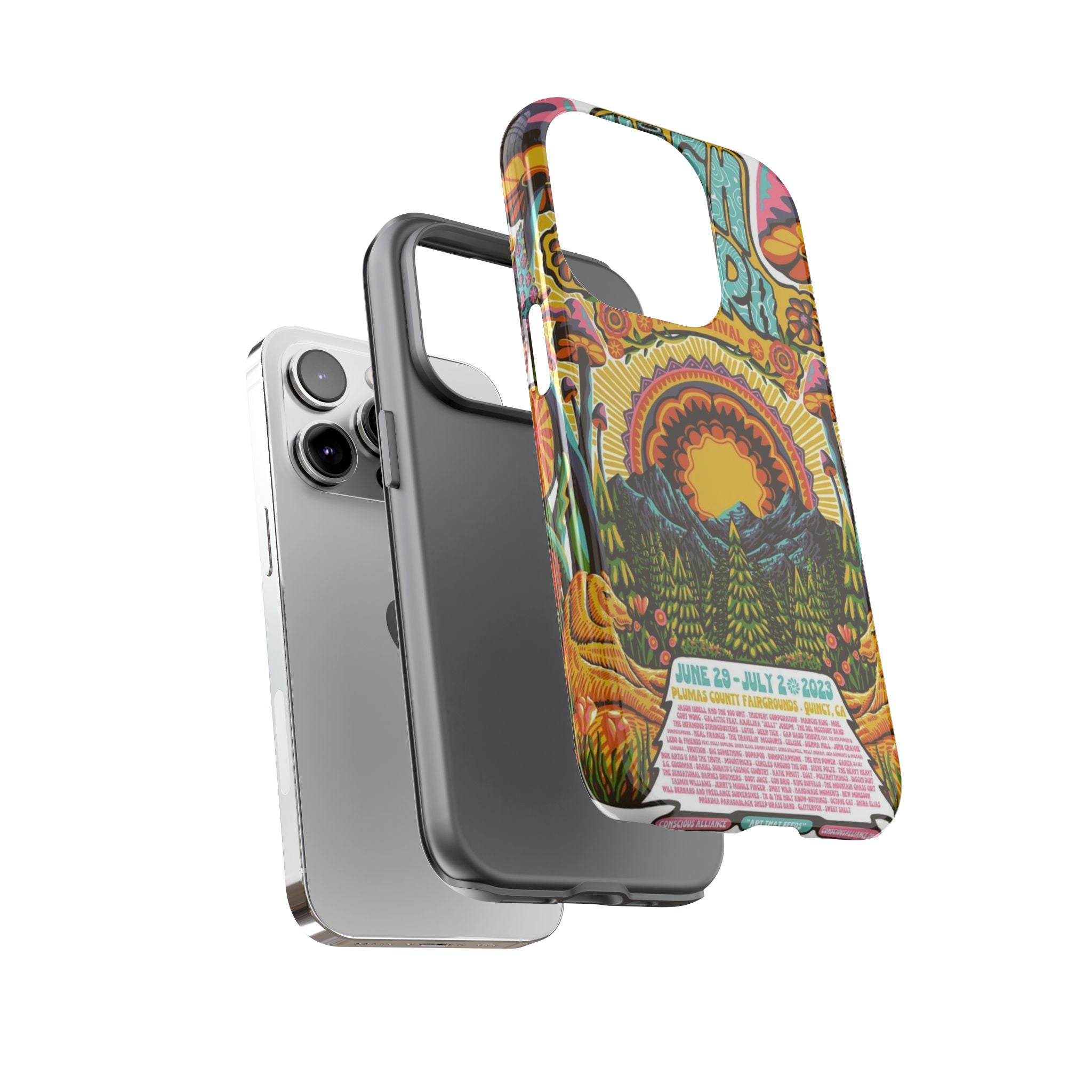 Psychedelic Festival Forest – Retro Mushroom Tough iPhone Case