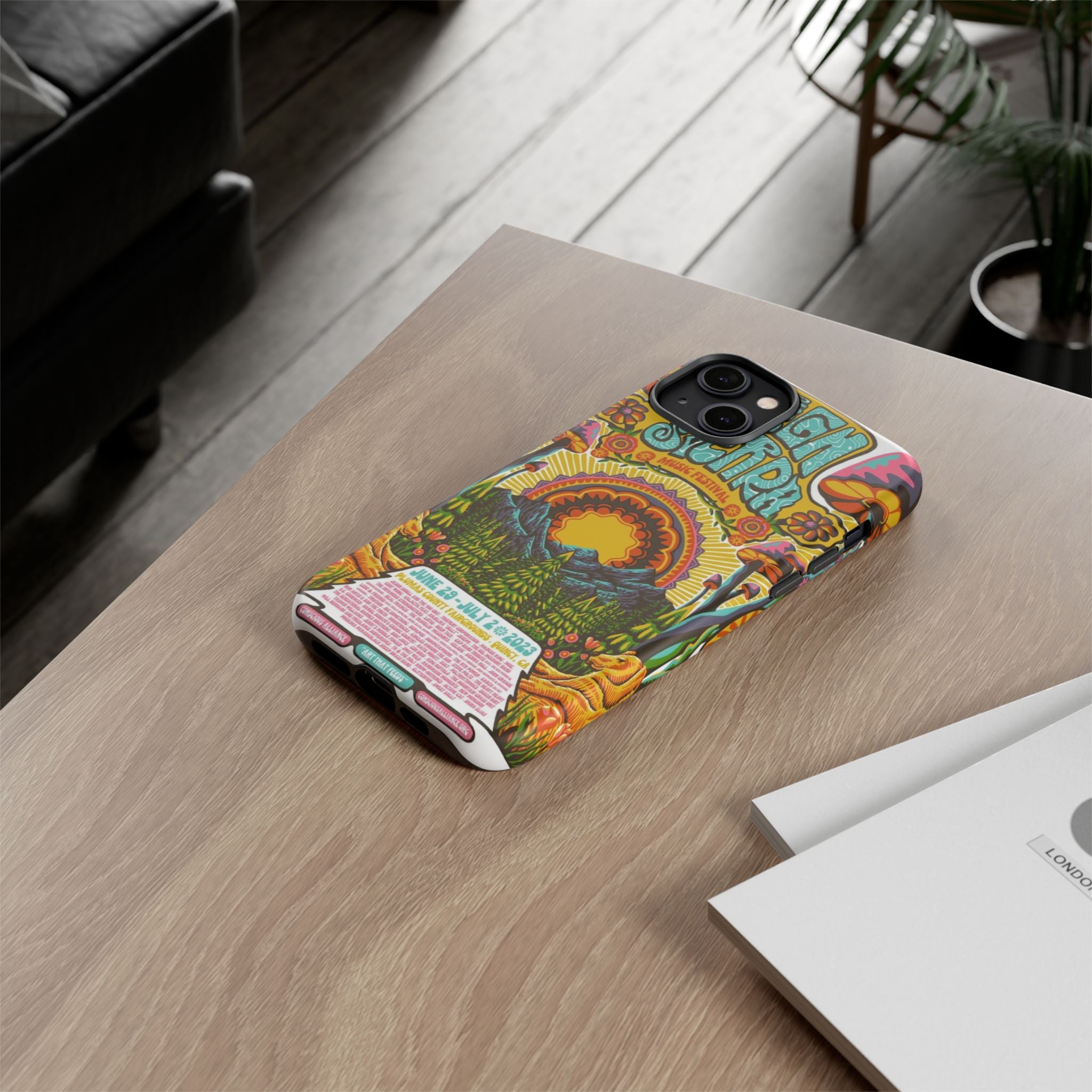 Psychedelic Festival Forest – Retro Mushroom Tough iPhone Case