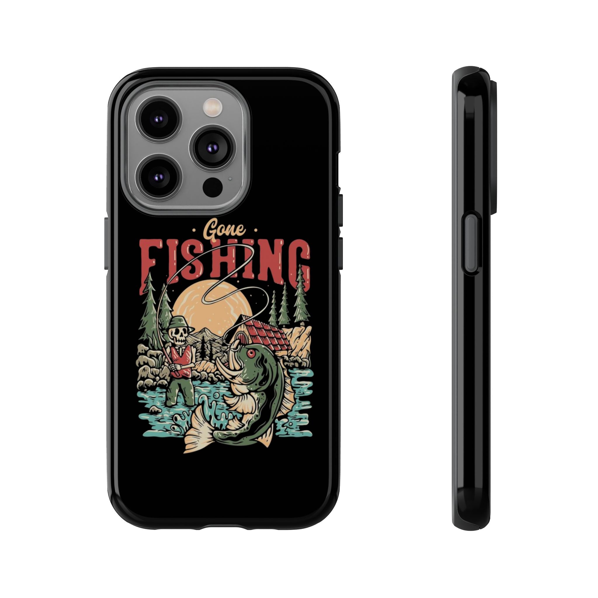 Gone Fishing Skeleton – Vintage Angler iPhone Case
