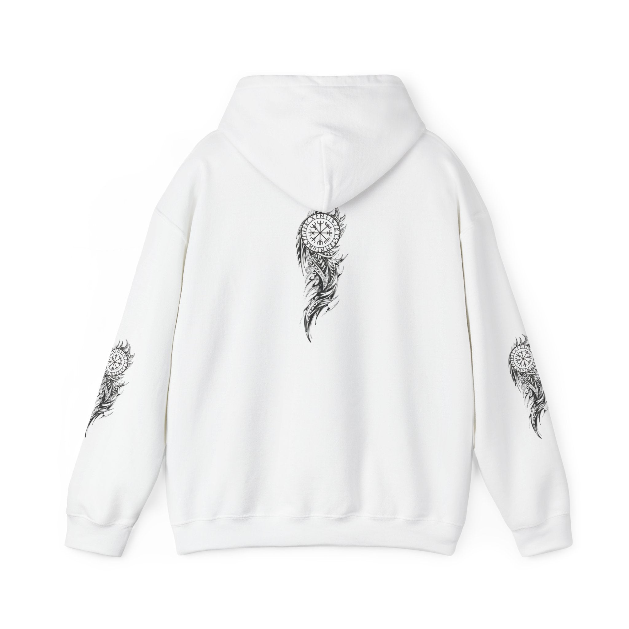 Vegvisir Compass with Tribal Flames Chic Graphic Hoodie
