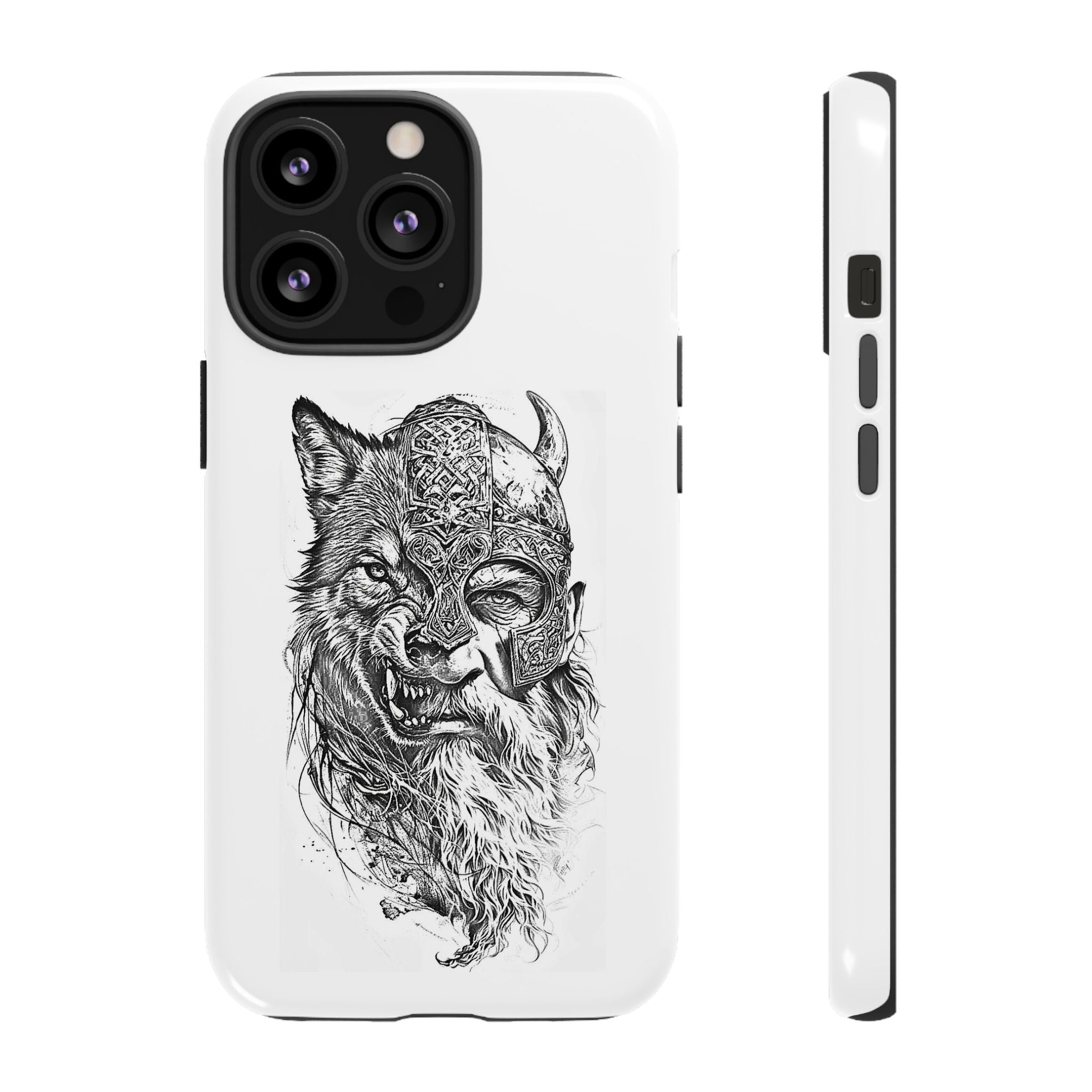 Viking Wolf Spirit – Norse Warrior Fusion iPhone Case
