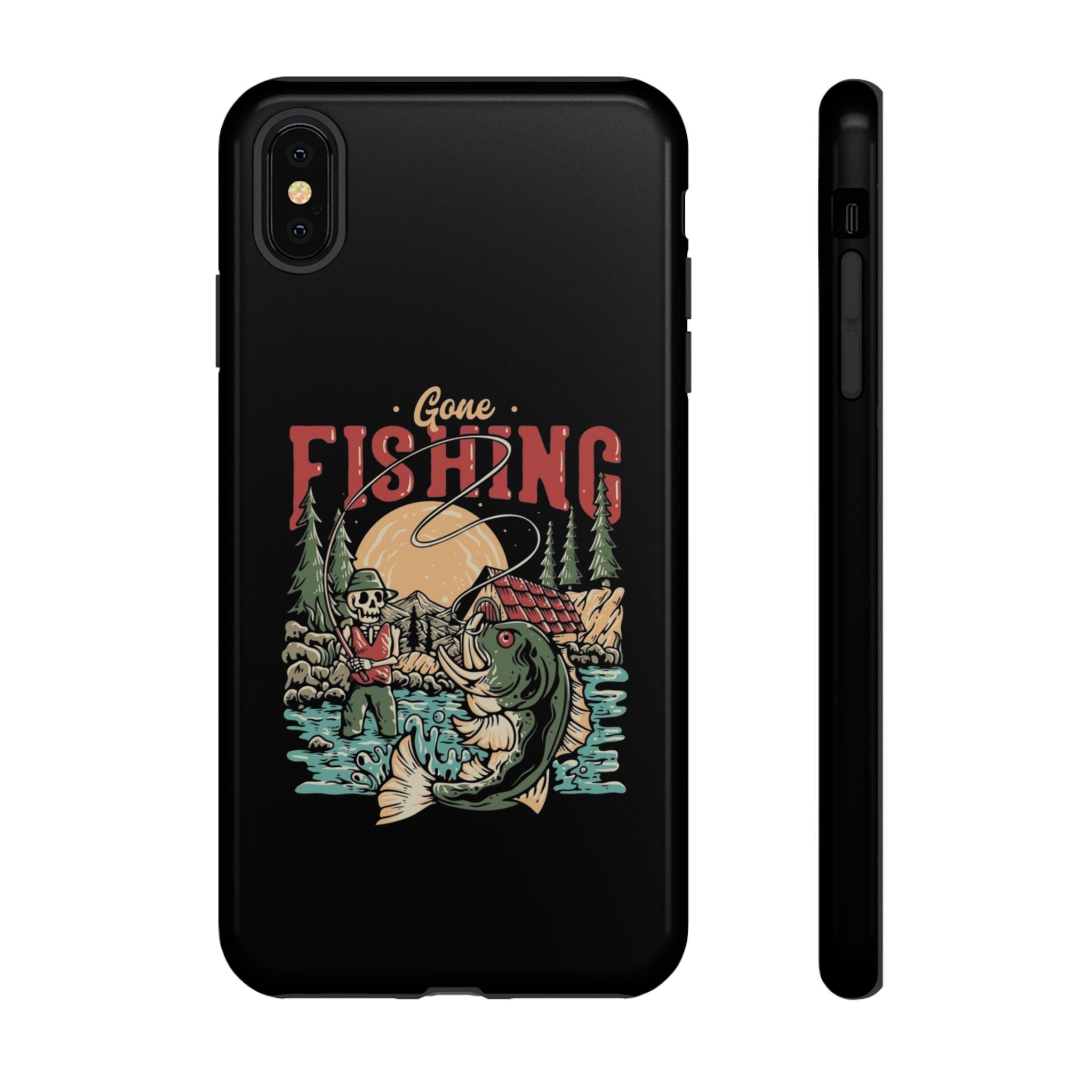 Gone Fishing Skeleton – Vintage Angler iPhone Case