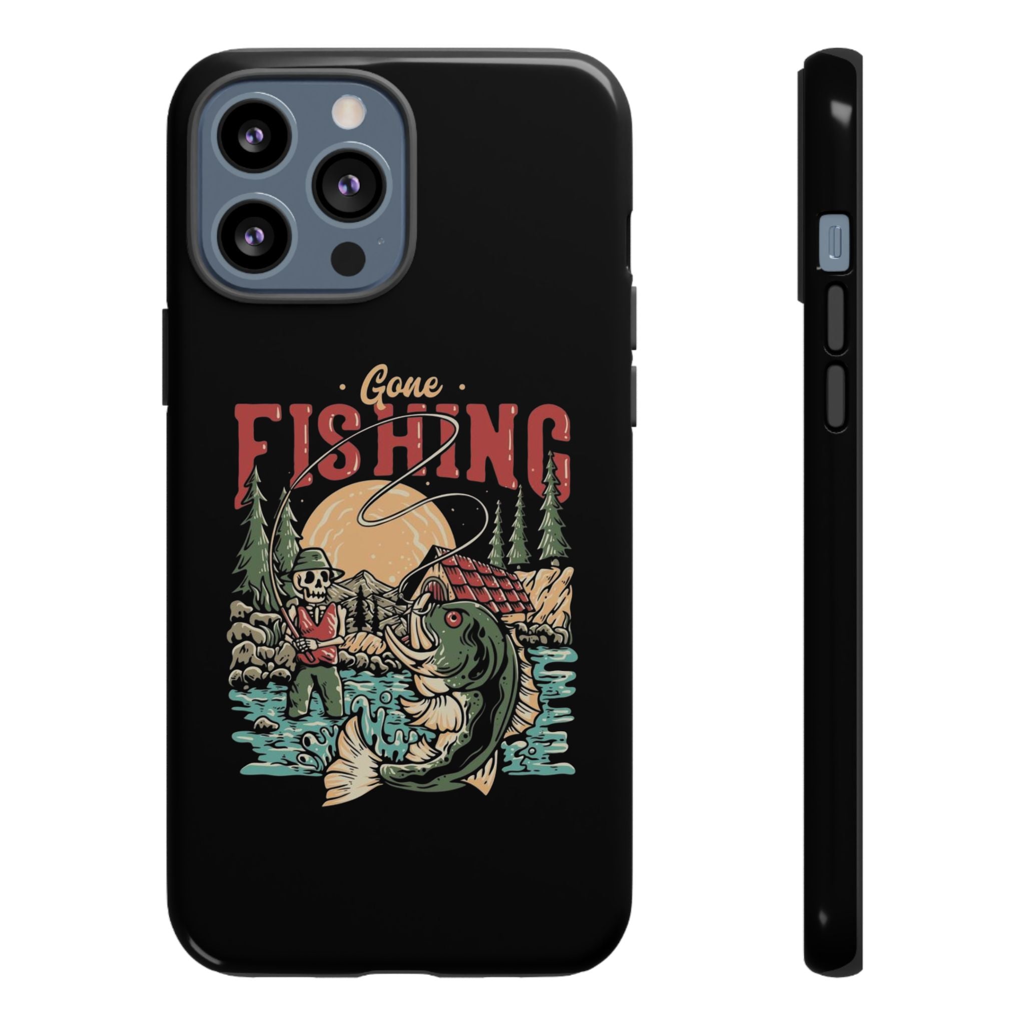 Gone Fishing Skeleton – Vintage Angler iPhone Case