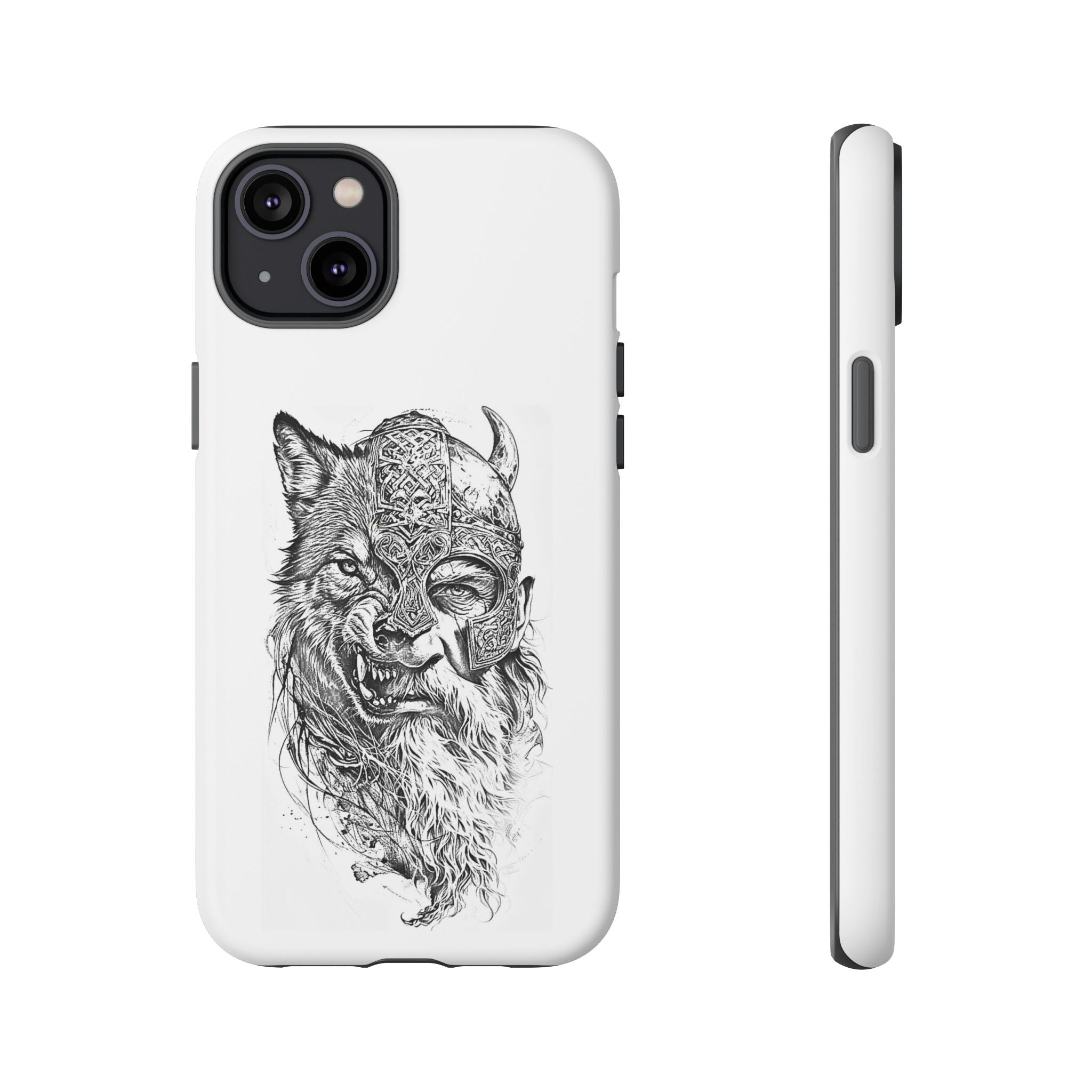 Viking Wolf Spirit – Norse Warrior Fusion iPhone Case