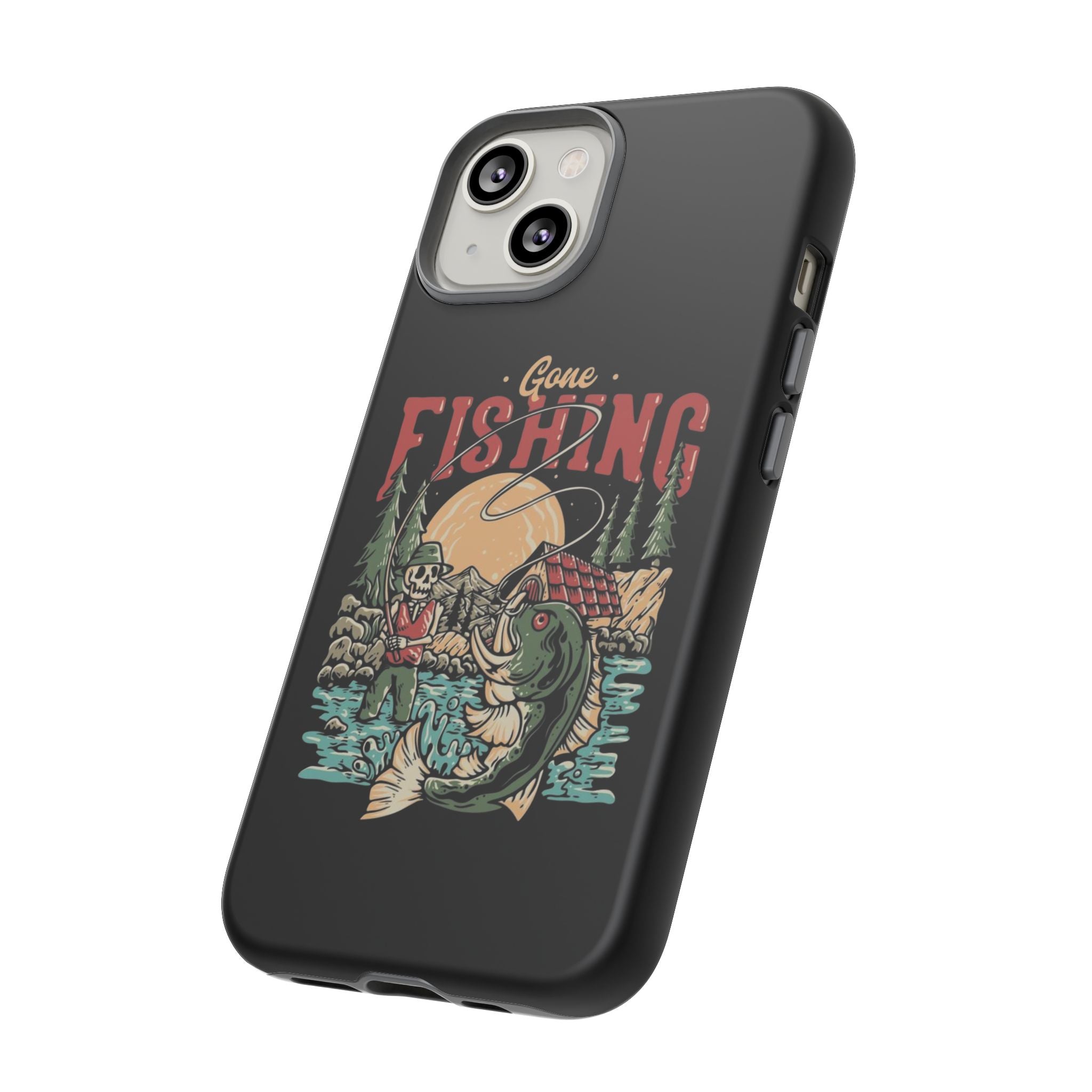 Gone Fishing Skeleton – Vintage Angler iPhone Case