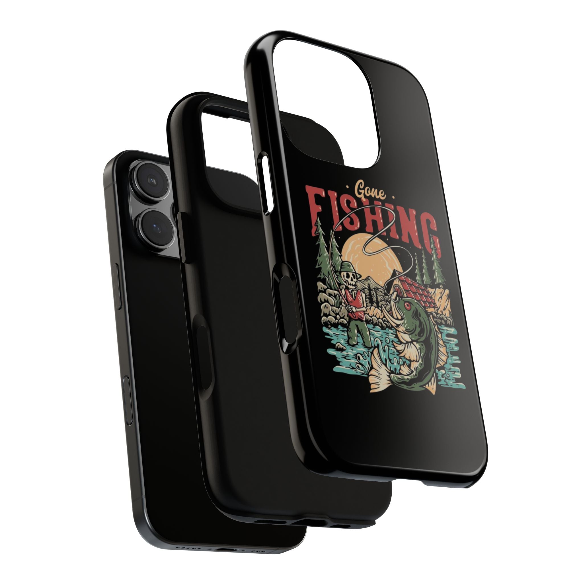 Gone Fishing Skeleton – Vintage Angler iPhone Case