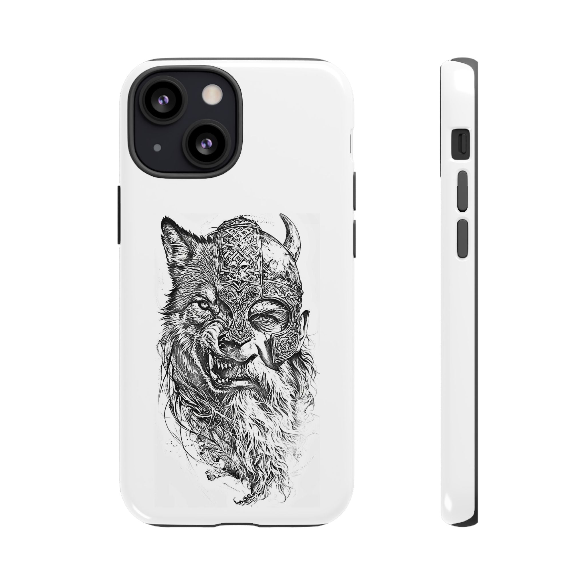 Viking Wolf Spirit – Norse Warrior Fusion iPhone Case