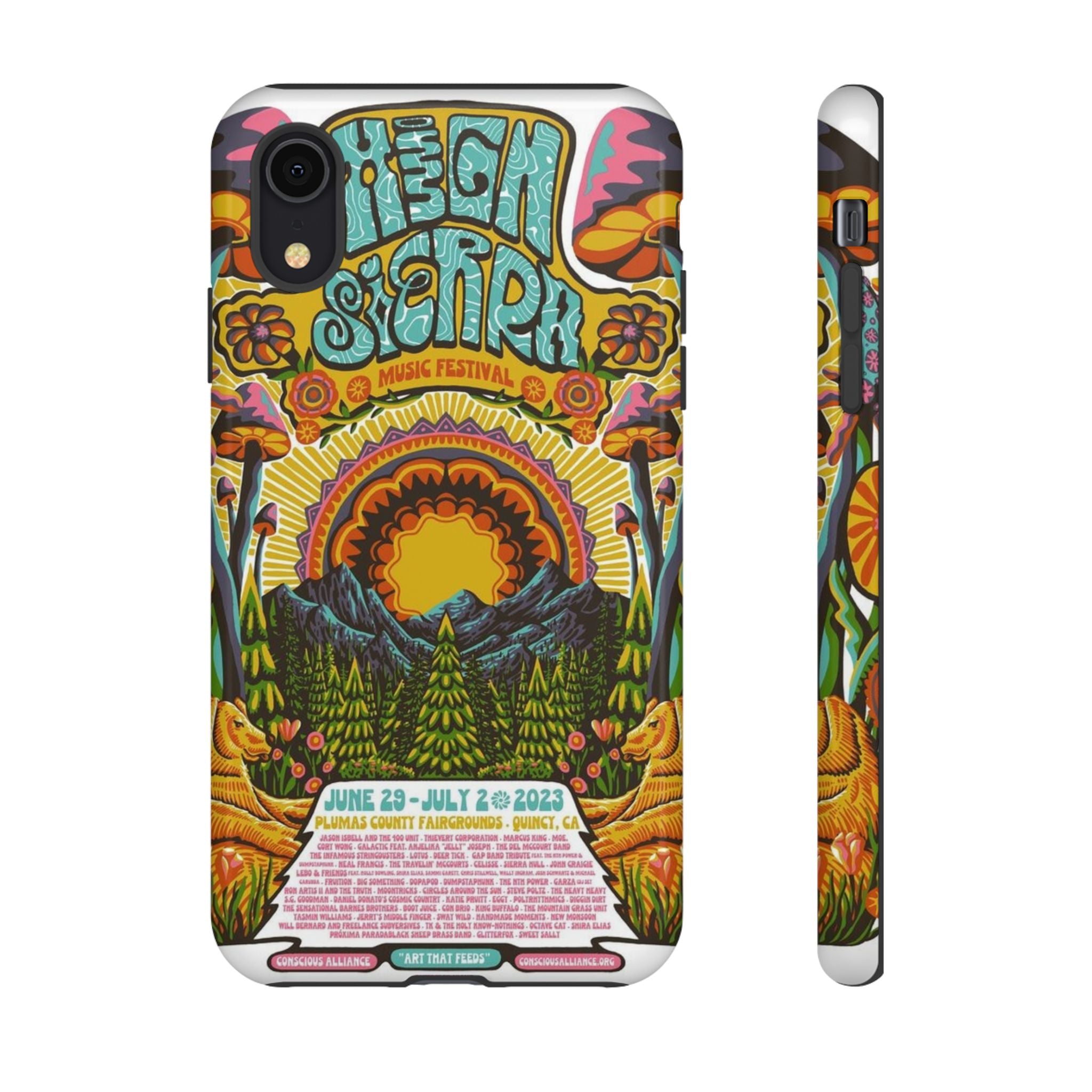 Psychedelic Festival Forest – Retro Mushroom Tough iPhone Case