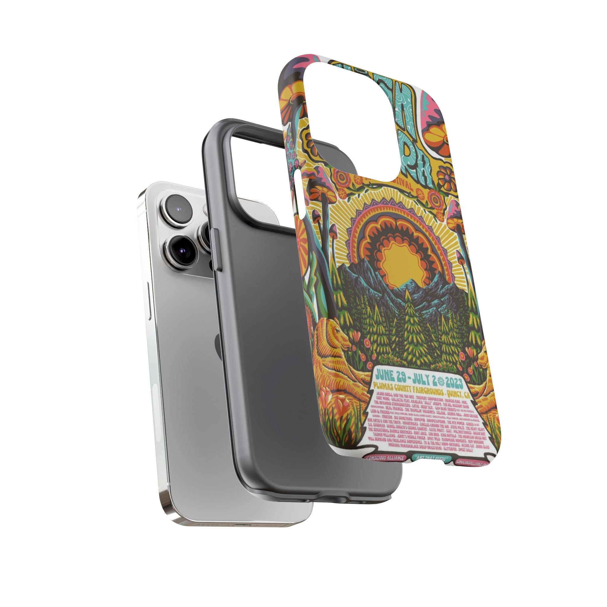 Psychedelic Festival Forest – Retro Mushroom Tough iPhone Case