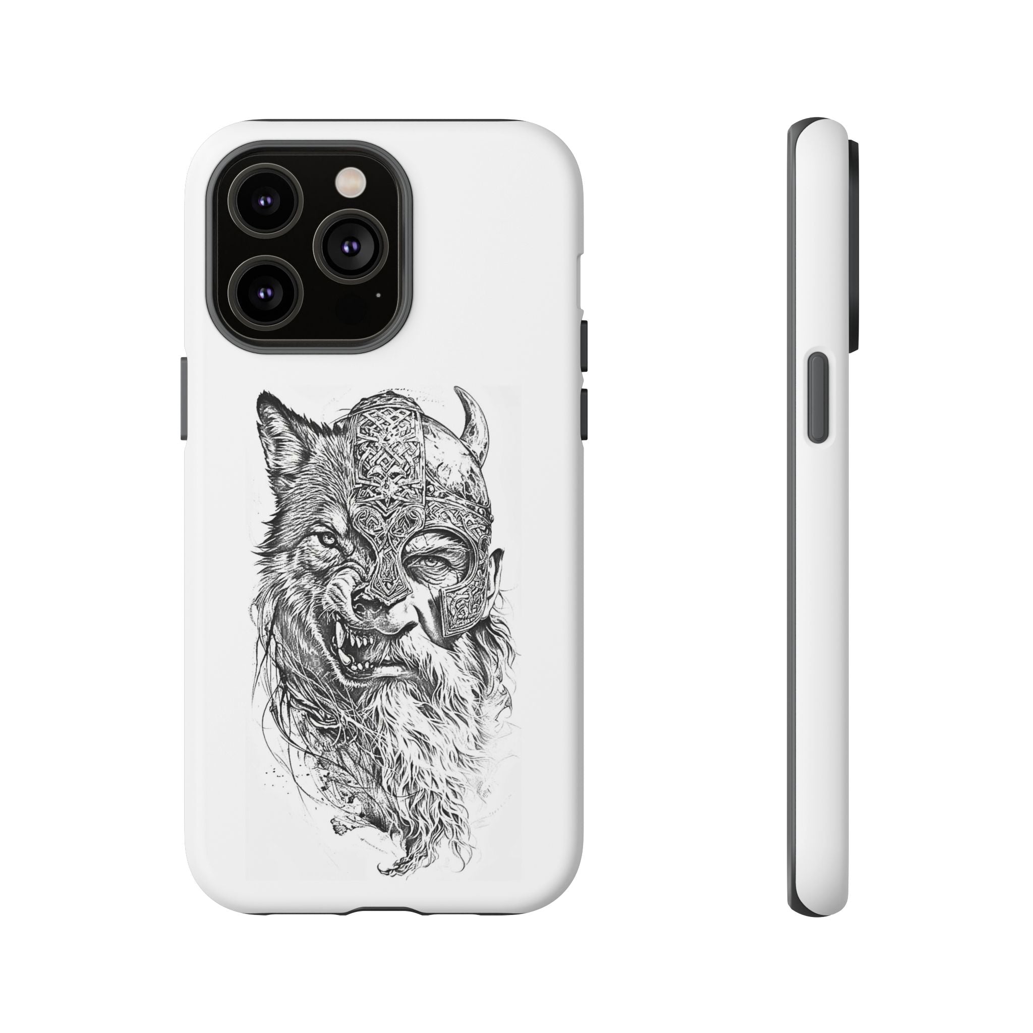 Viking Wolf Spirit – Norse Warrior Fusion iPhone Case