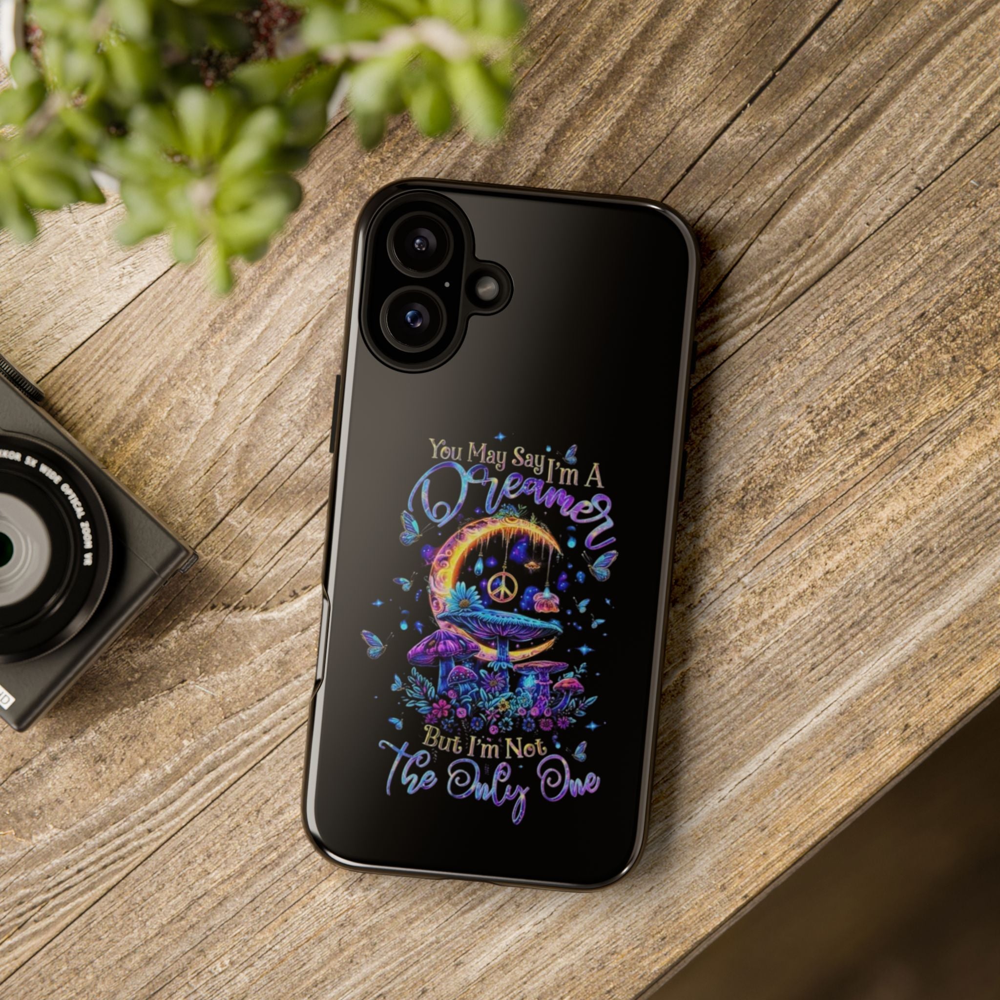Dreamer Moon & Mushrooms – Neon Psychedelic iPhone Case