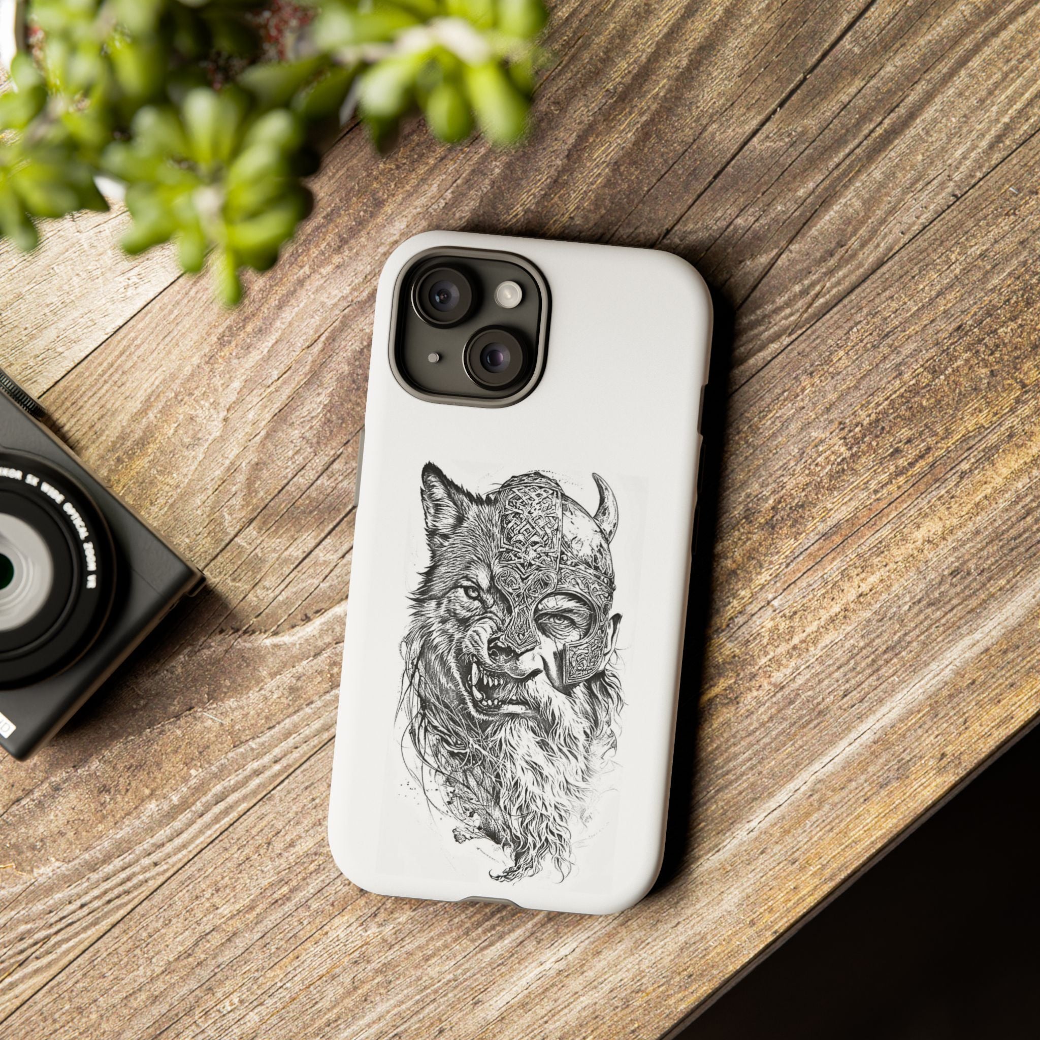 Viking Wolf Spirit – Norse Warrior Fusion iPhone Case
