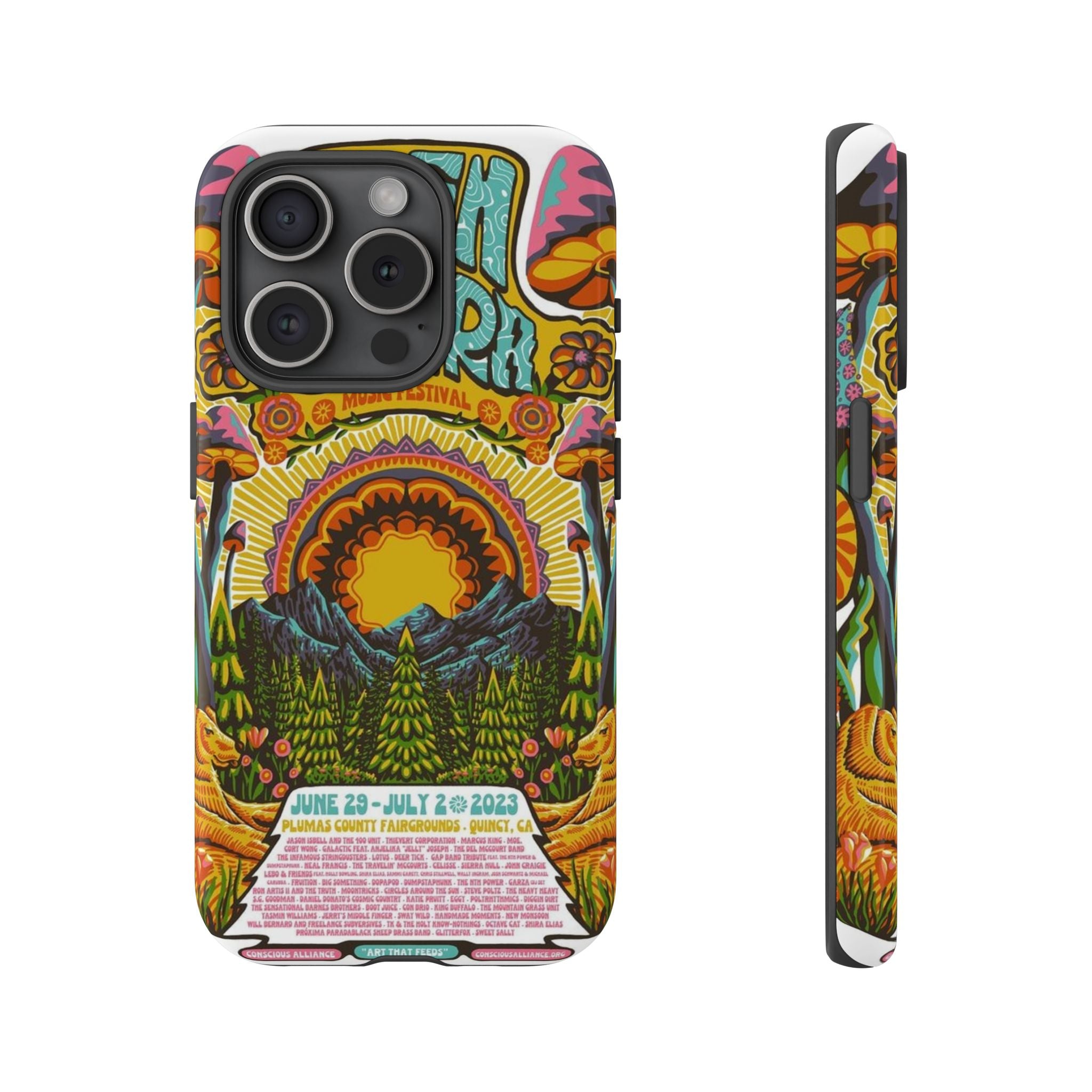 Psychedelic Festival Forest – Retro Mushroom Tough iPhone Case