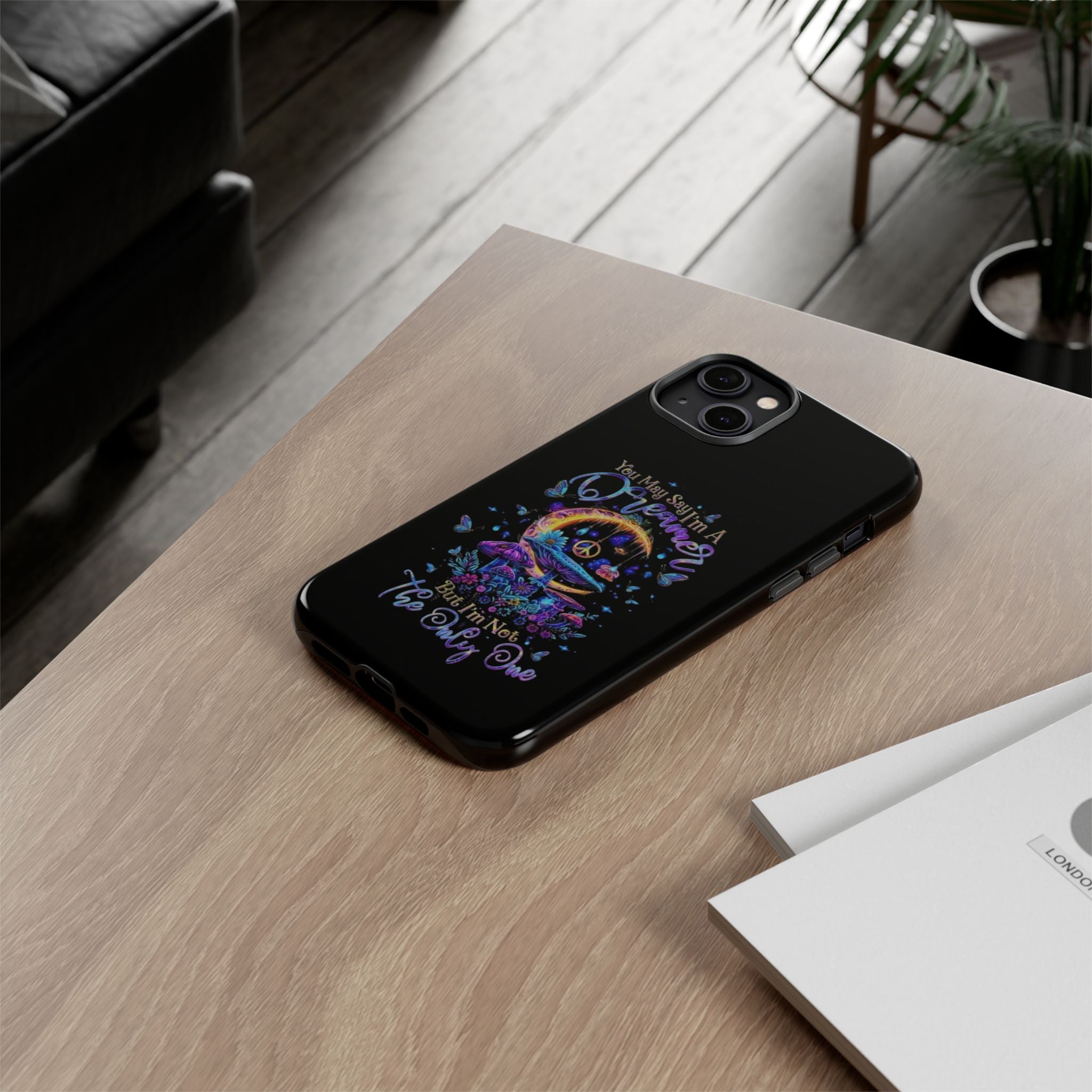 Dreamer Moon & Mushrooms – Neon Psychedelic iPhone Case