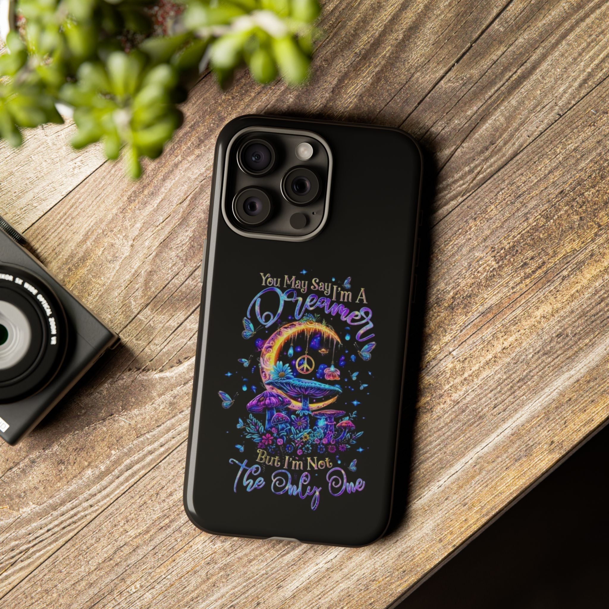 Dreamer Moon & Mushrooms – Neon Psychedelic iPhone Case