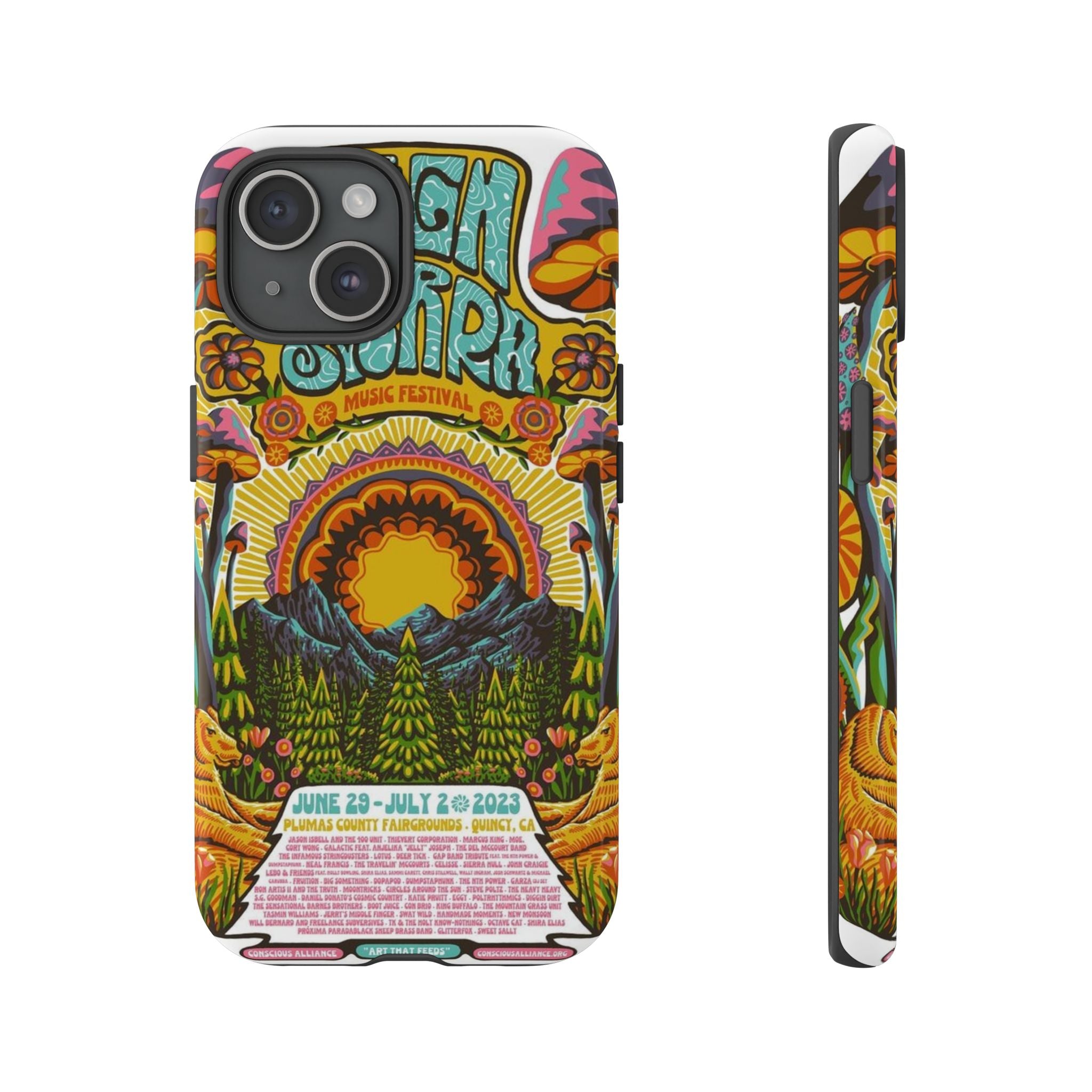 Psychedelic Festival Forest – Retro Mushroom Tough iPhone Case