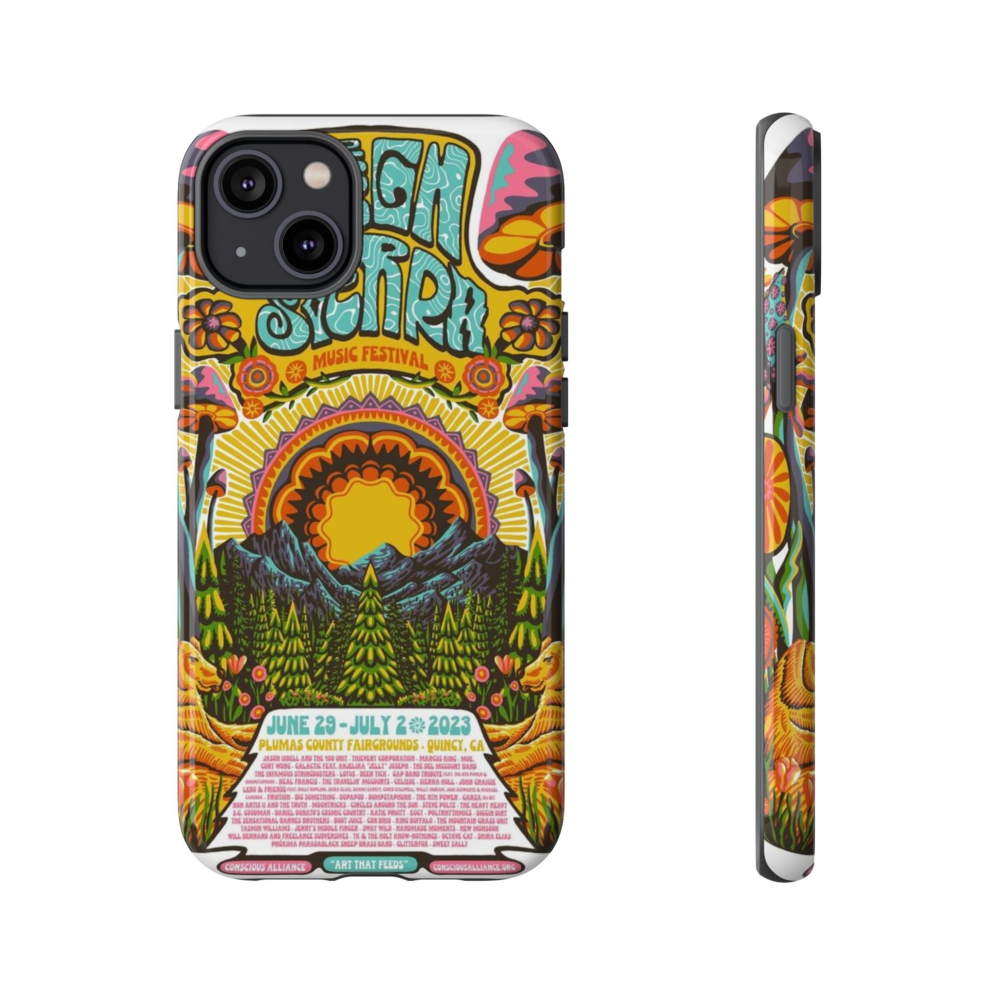 Psychedelic Festival Forest – Retro Mushroom Tough iPhone Case