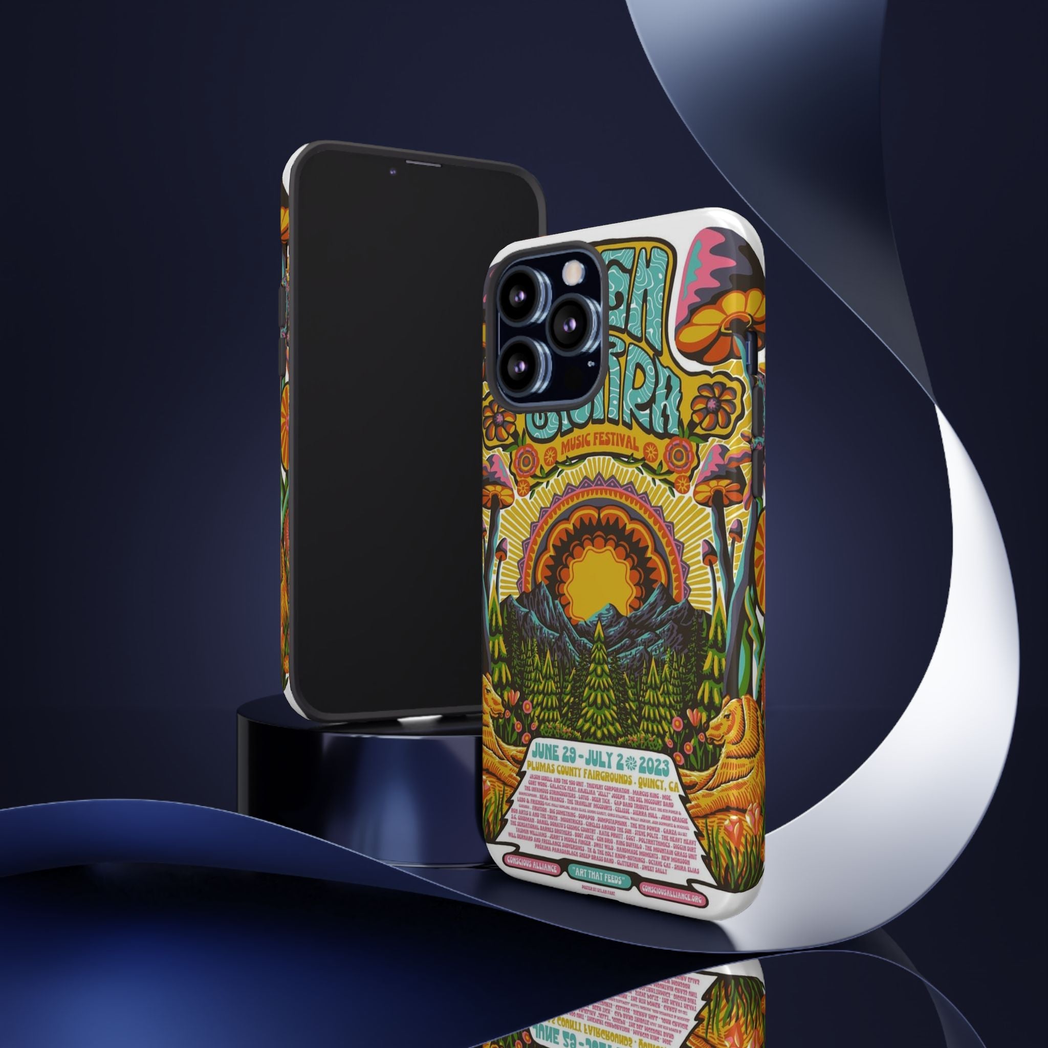 Psychedelic Festival Forest – Retro Mushroom Tough iPhone Case